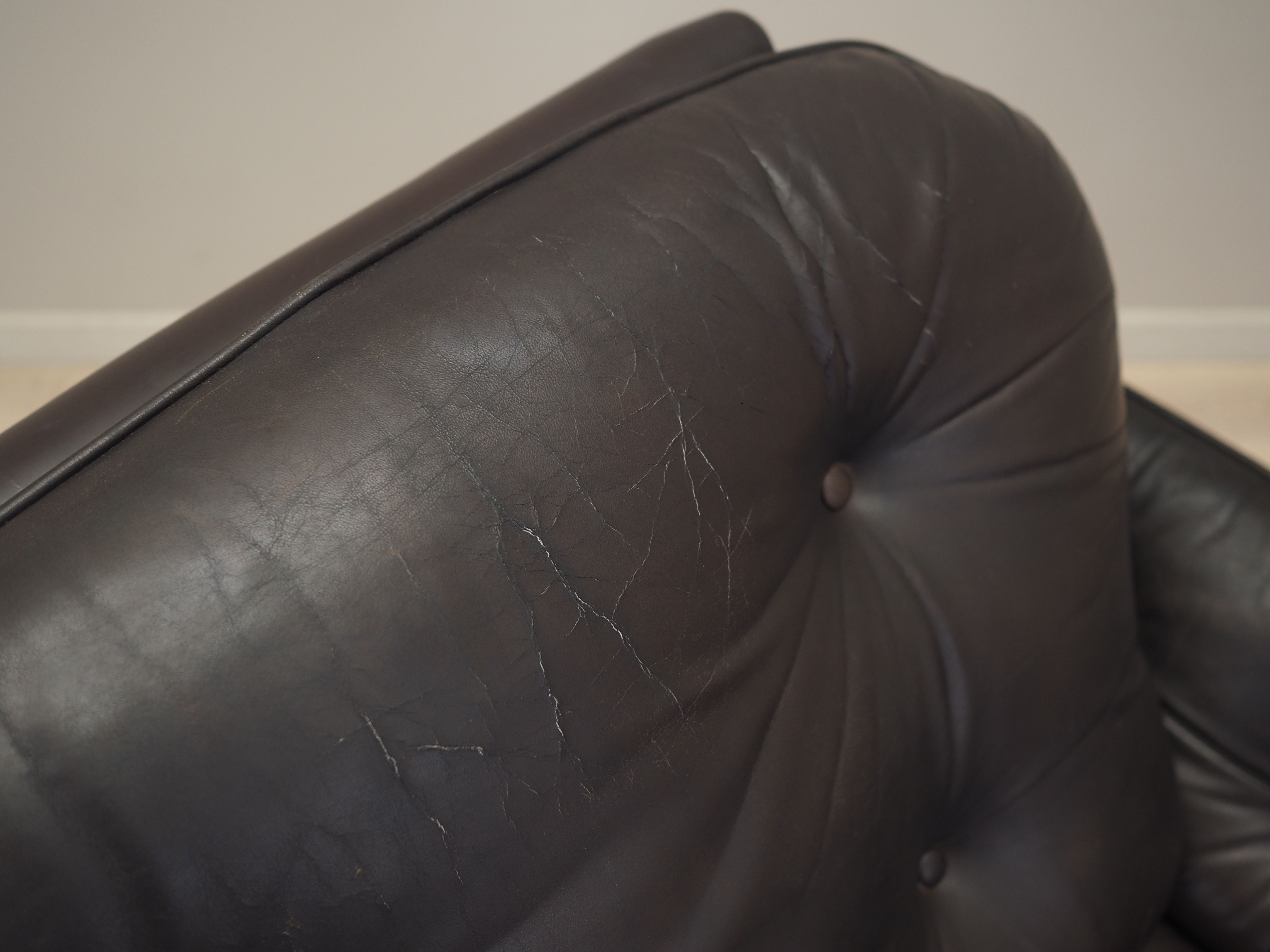 Armchair with casters, leather, brown, 1970s