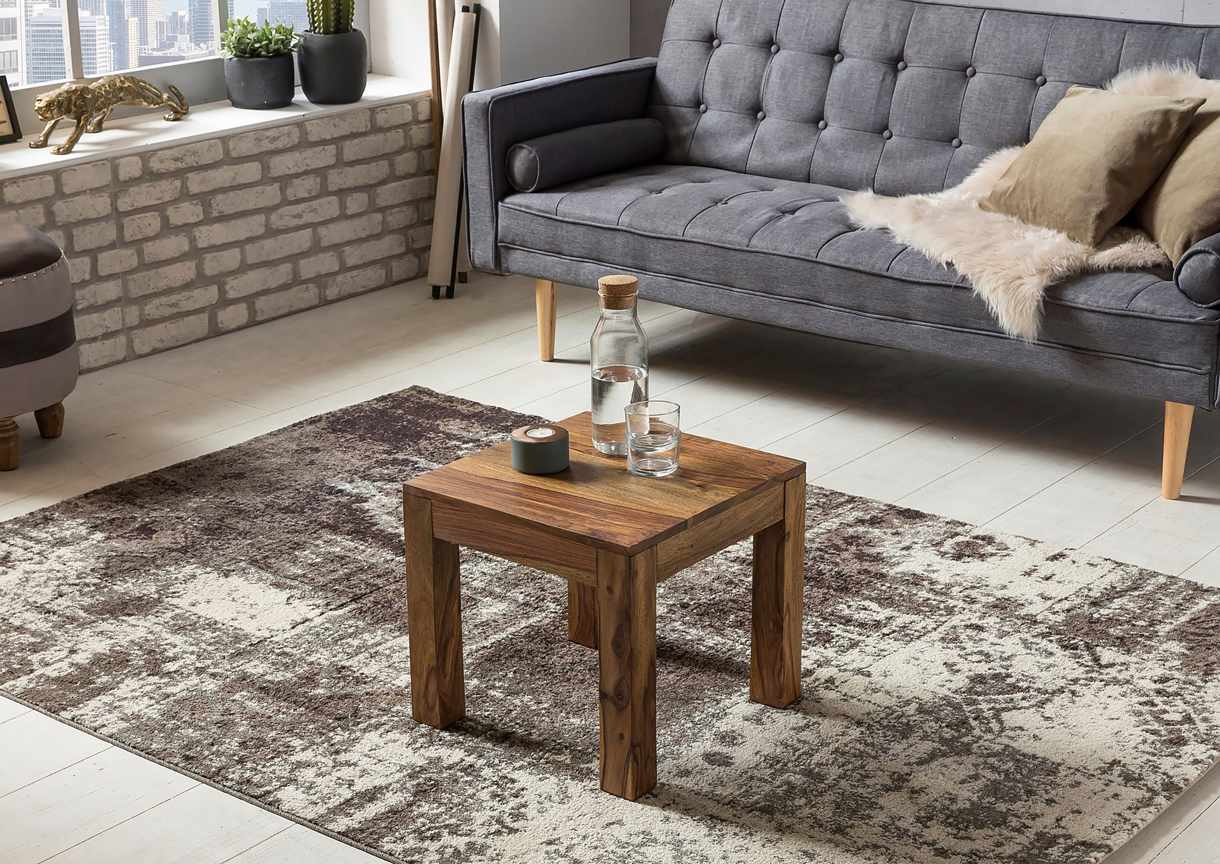 Massiver Beistelltisch Rainwood Sheesham