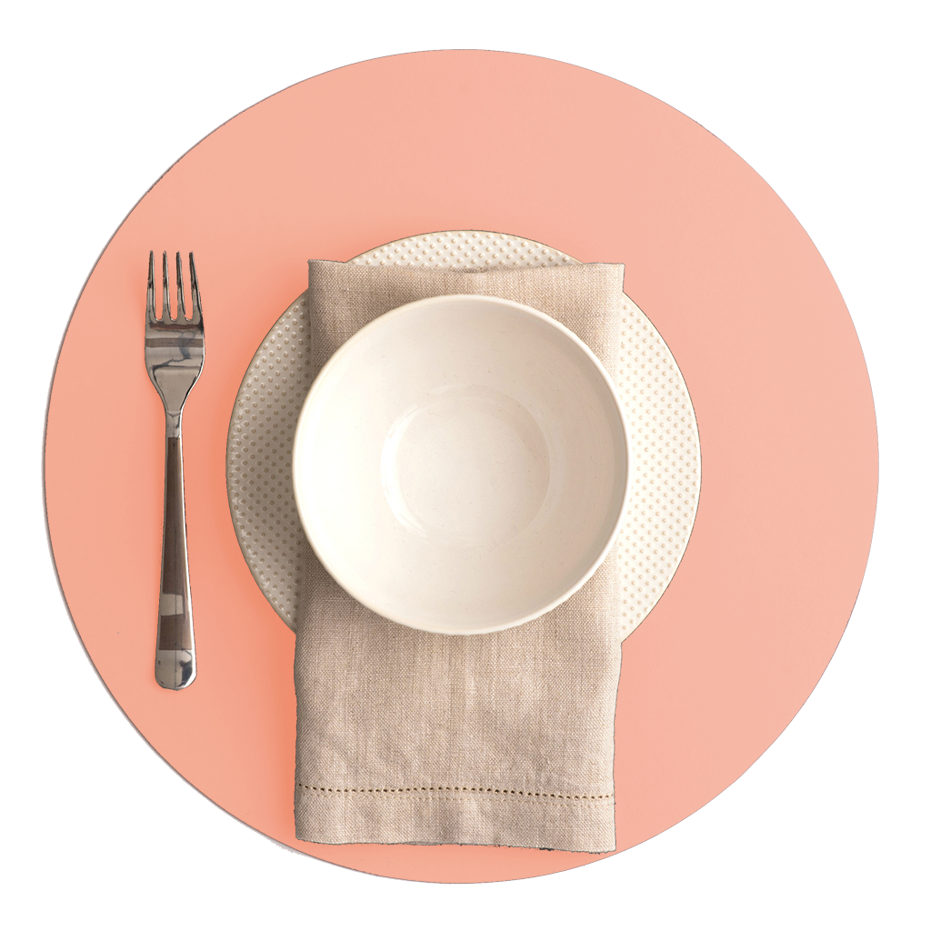 Placemat Round 100% Recycled Leather Pink