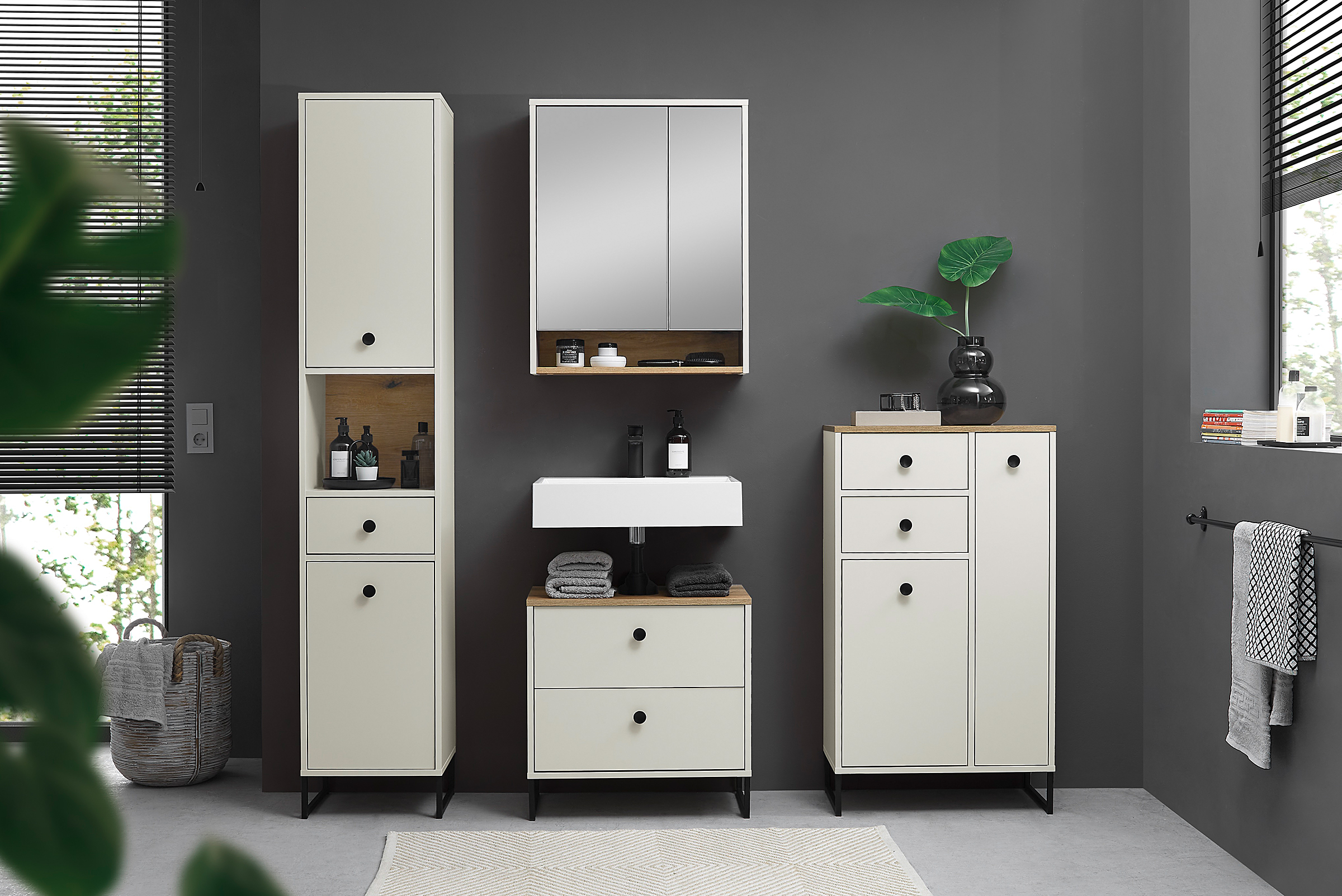 Mirror Cabinet Atuabo Oak Evoke Cashmere Decor