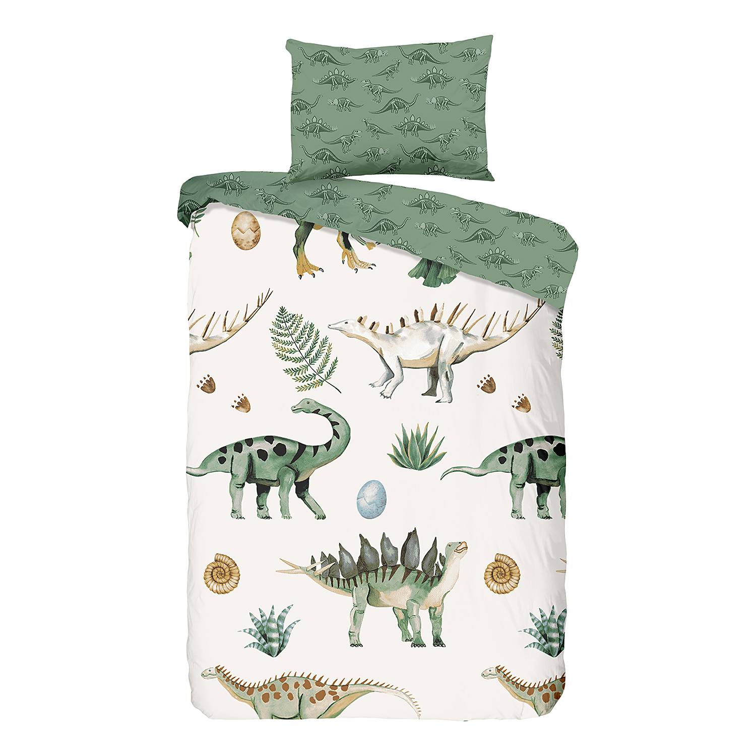 Gabi Bettwäsche Baumwolle Grün 100x135cm Kissen 40x60cm