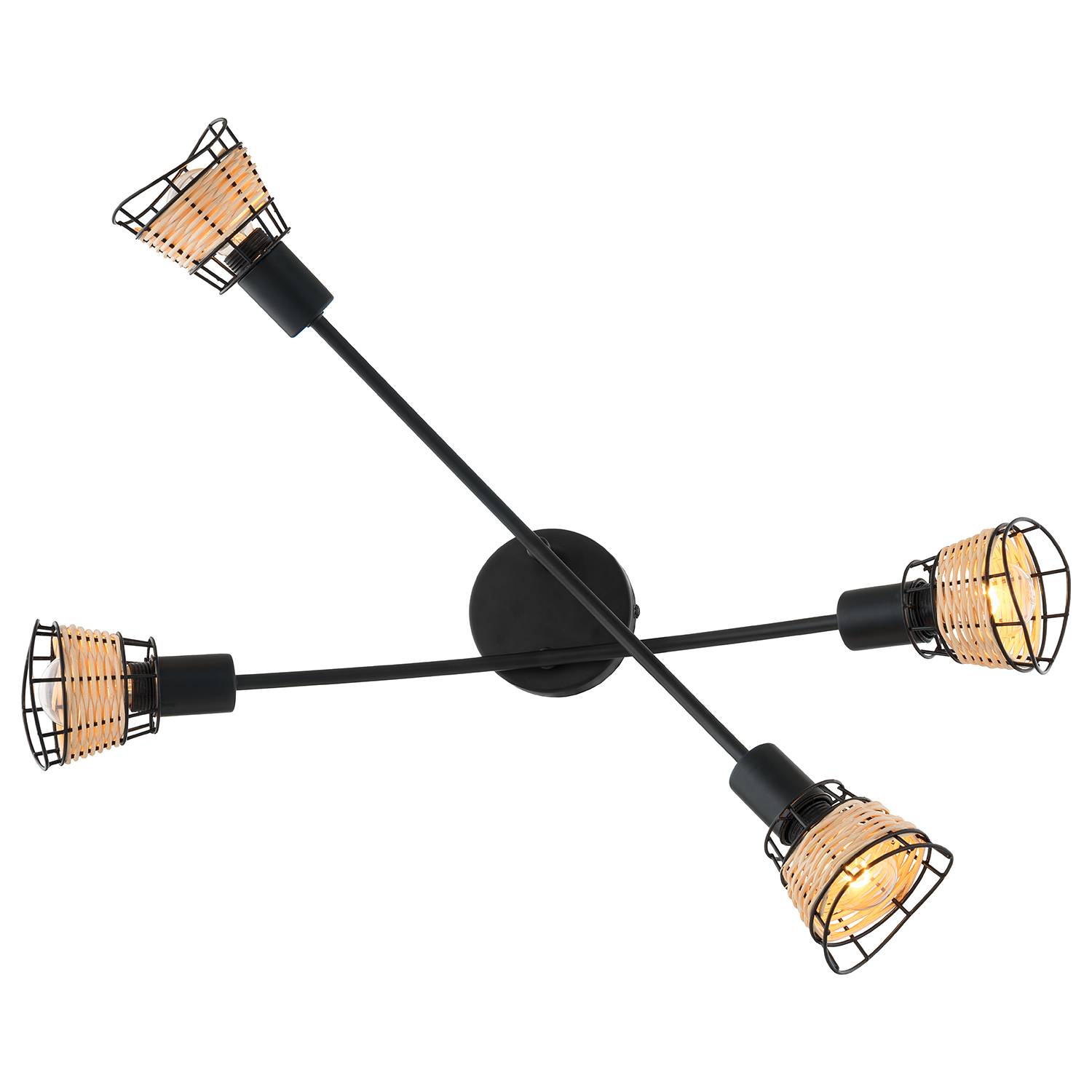 Lendum III Ceiling light Iron Rattan 4-light