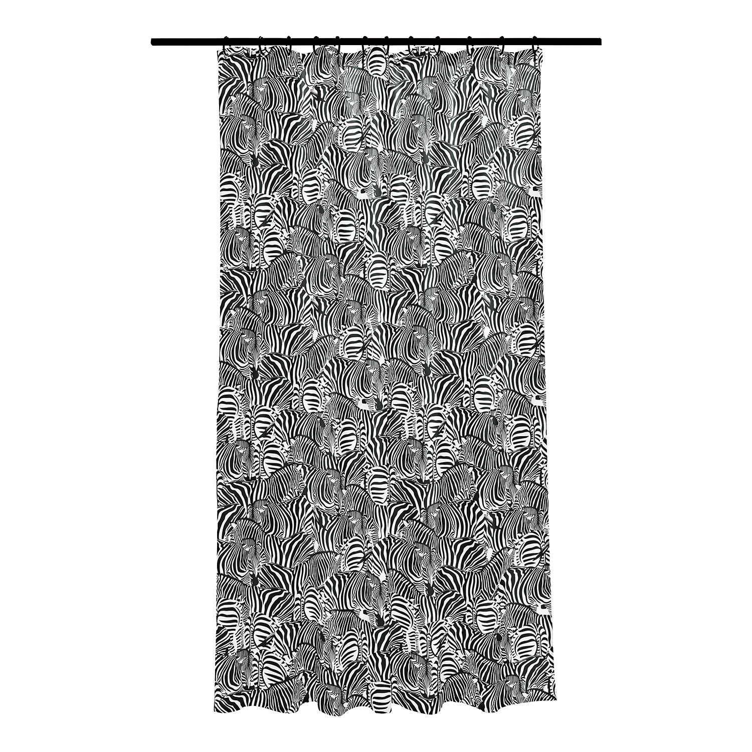 Duschvorhang Zebra Polyester Schwarz / Weiß