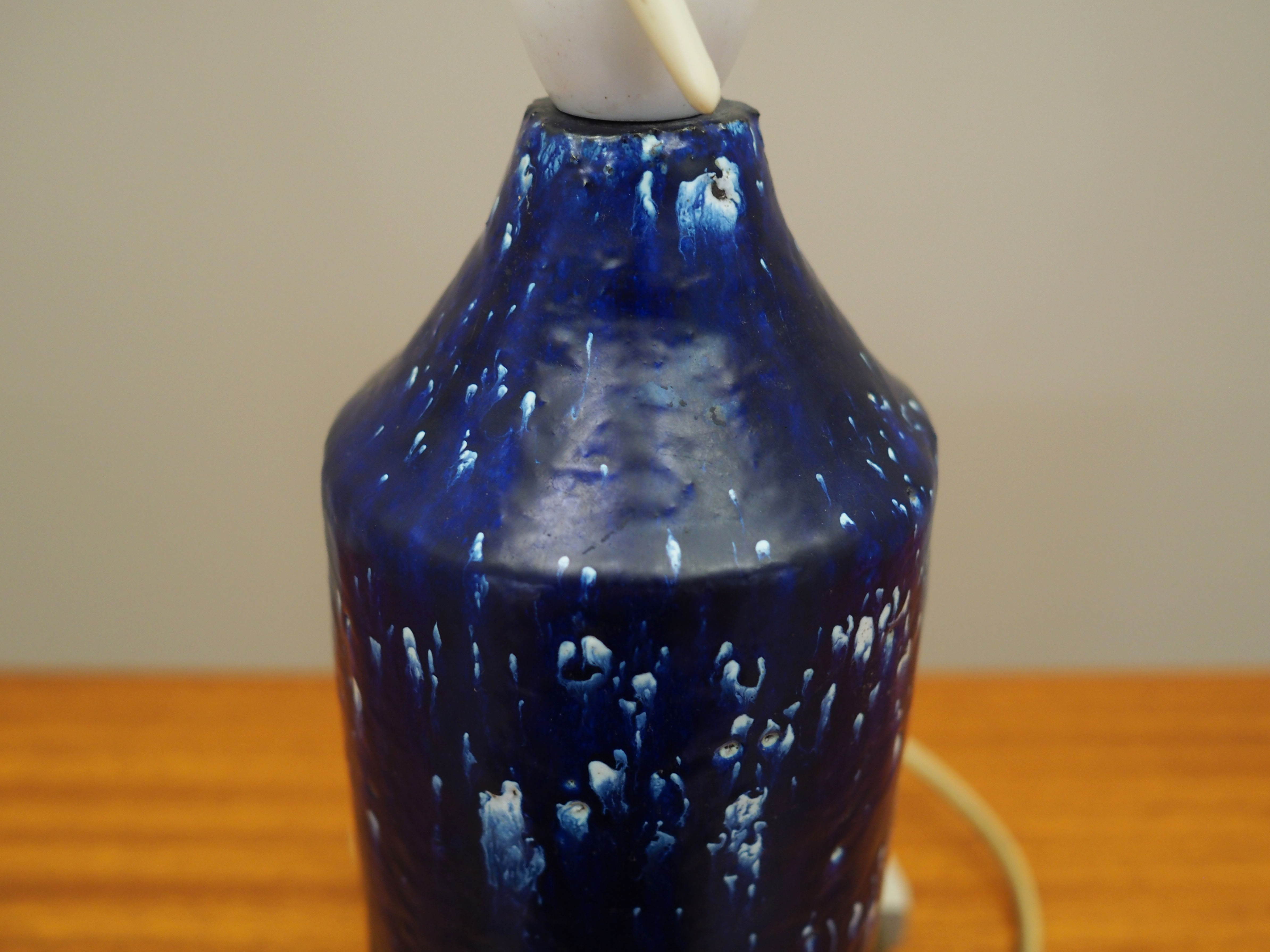 Tischlampe Keramik Blau 1960er Jahre