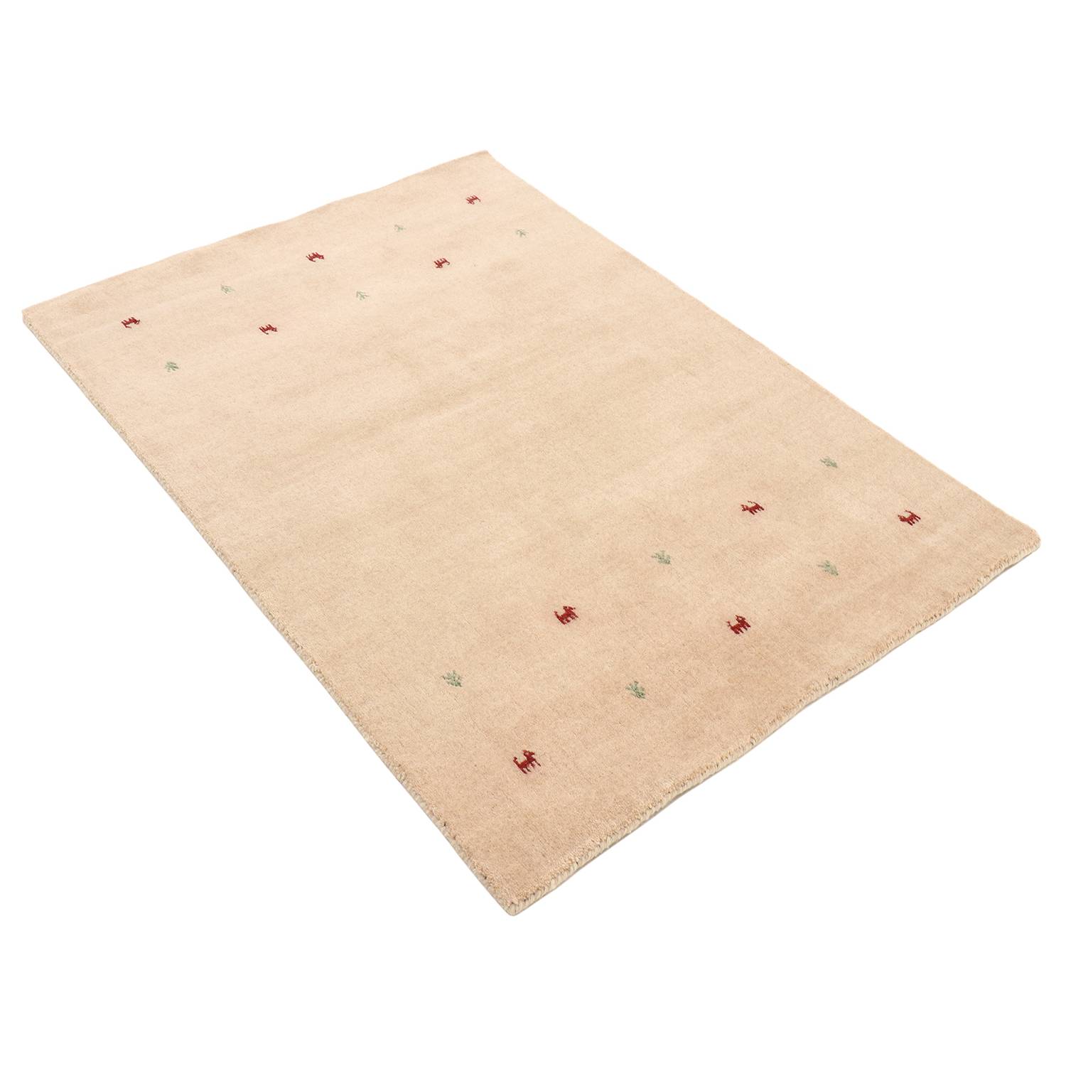 Gabbeh Uni Teppich Wolle Beige 60 x 90 cm