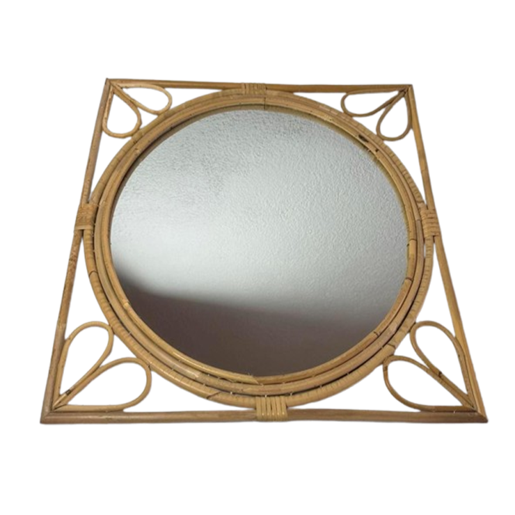 Rattan Spiegel Gold 49x49cm