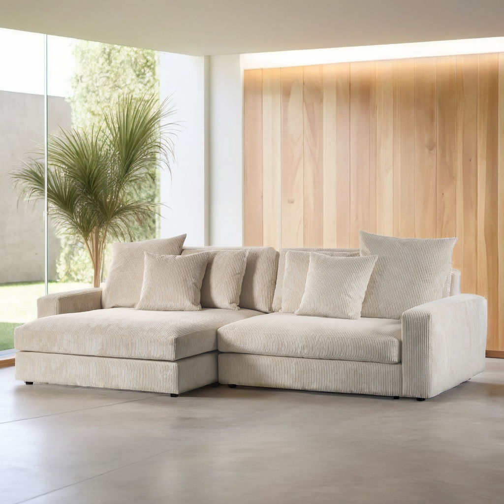 Sofa 3-Seater Right Left Beige