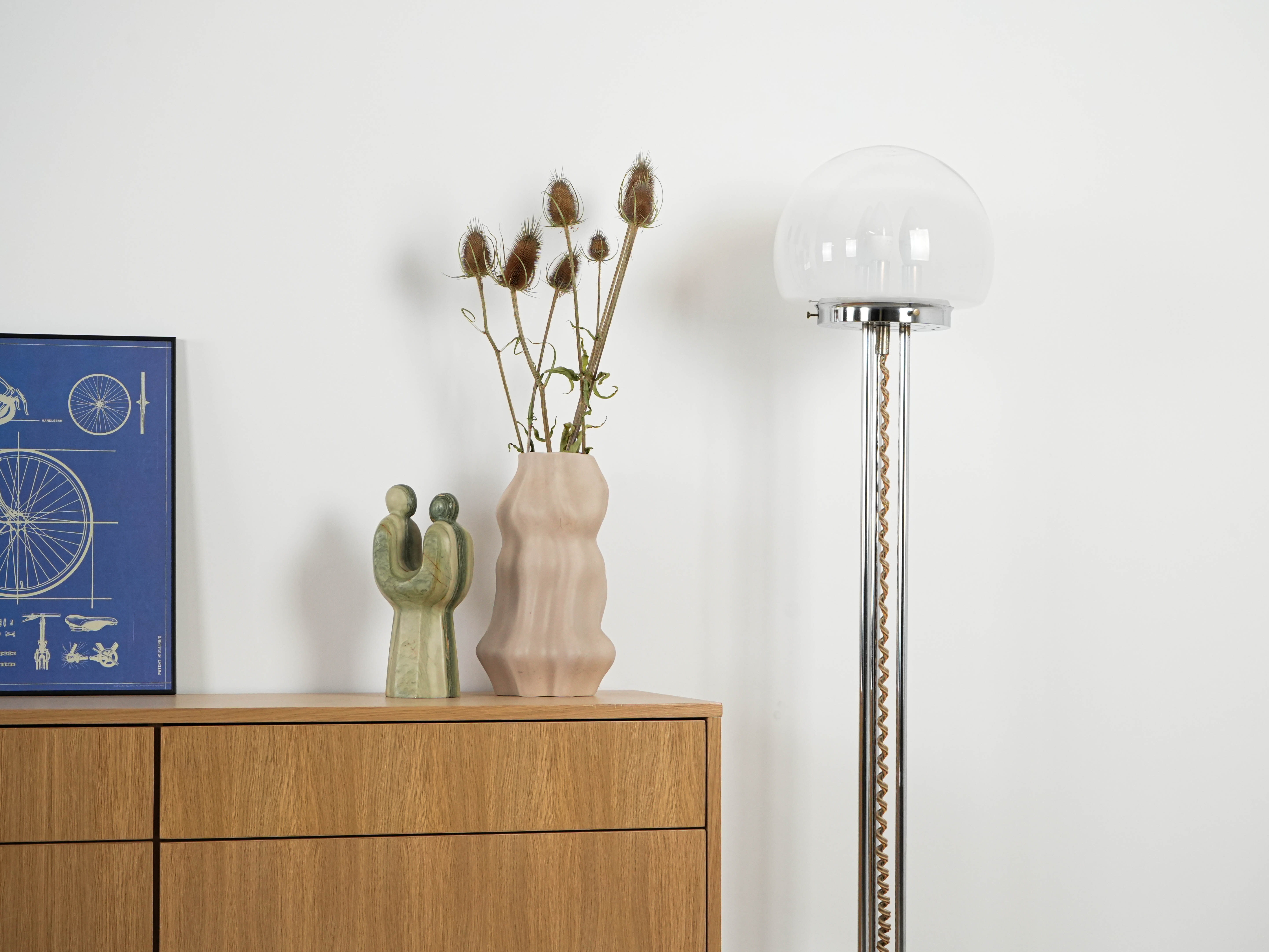 Floor lamp Metal Glass 1970s