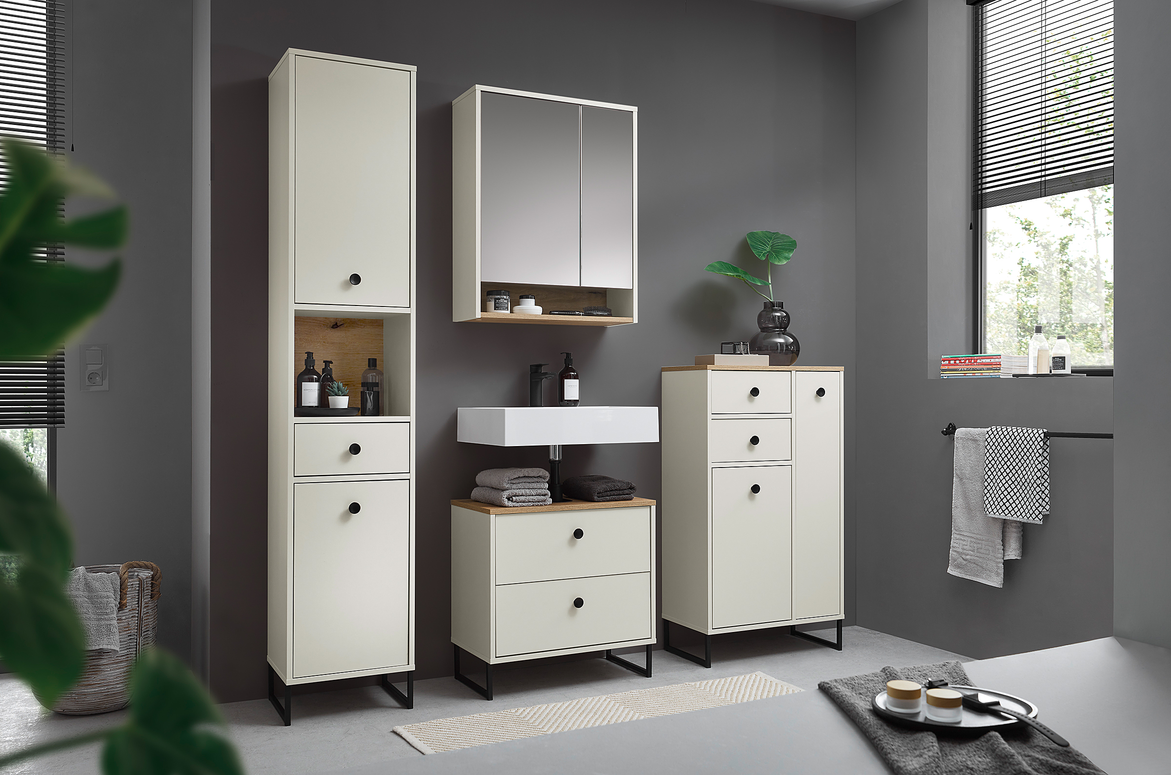 Mirror Cabinet Atuabo Oak Evoke Cashmere Decor