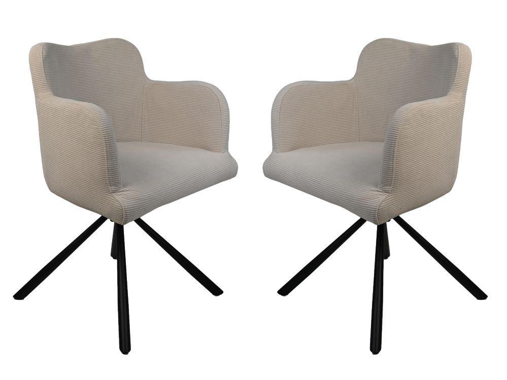 2x Bella Esszimmerstuhl Textil Metall Grau
