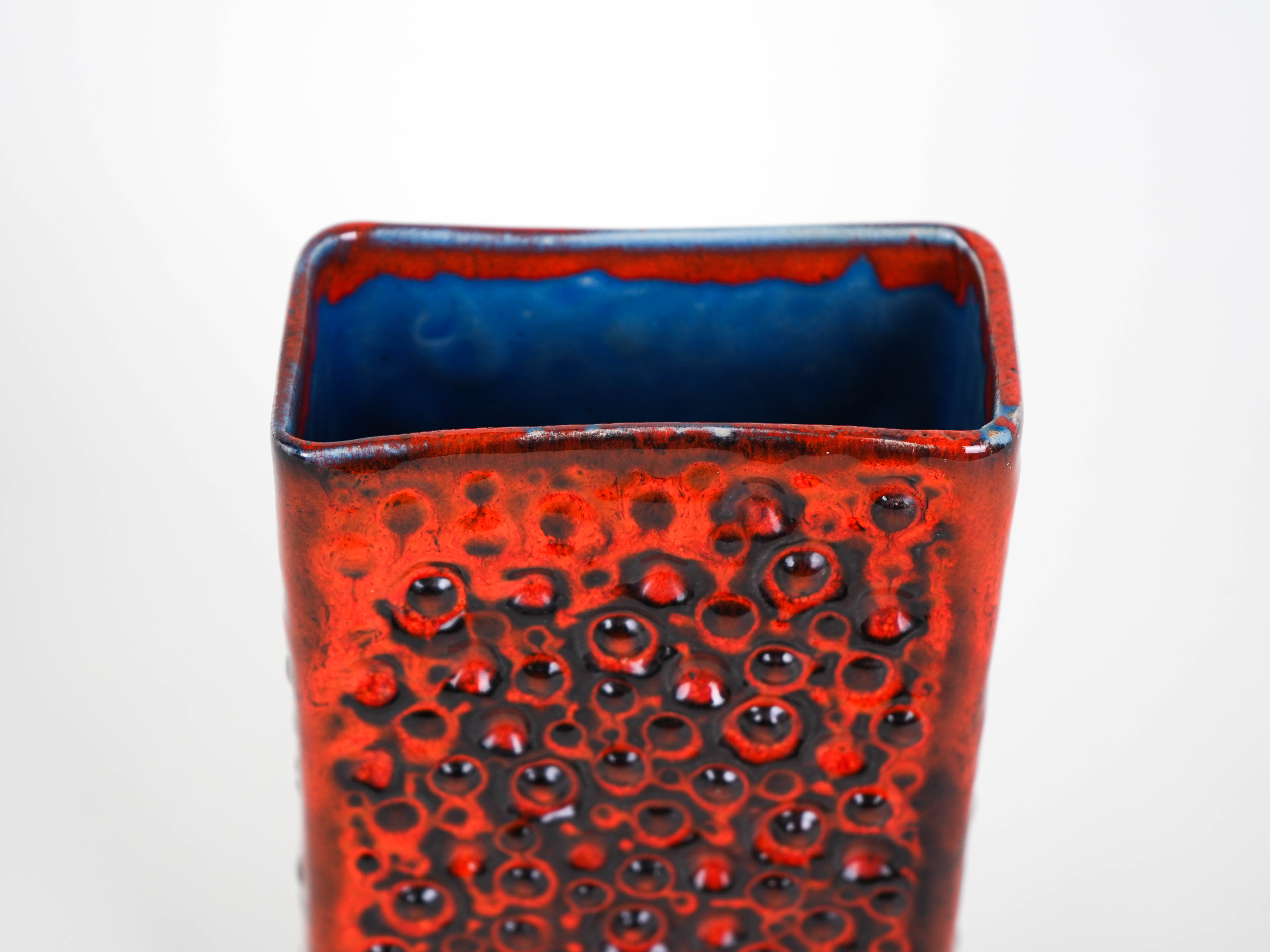 Vase Fat Lava 1960s Red