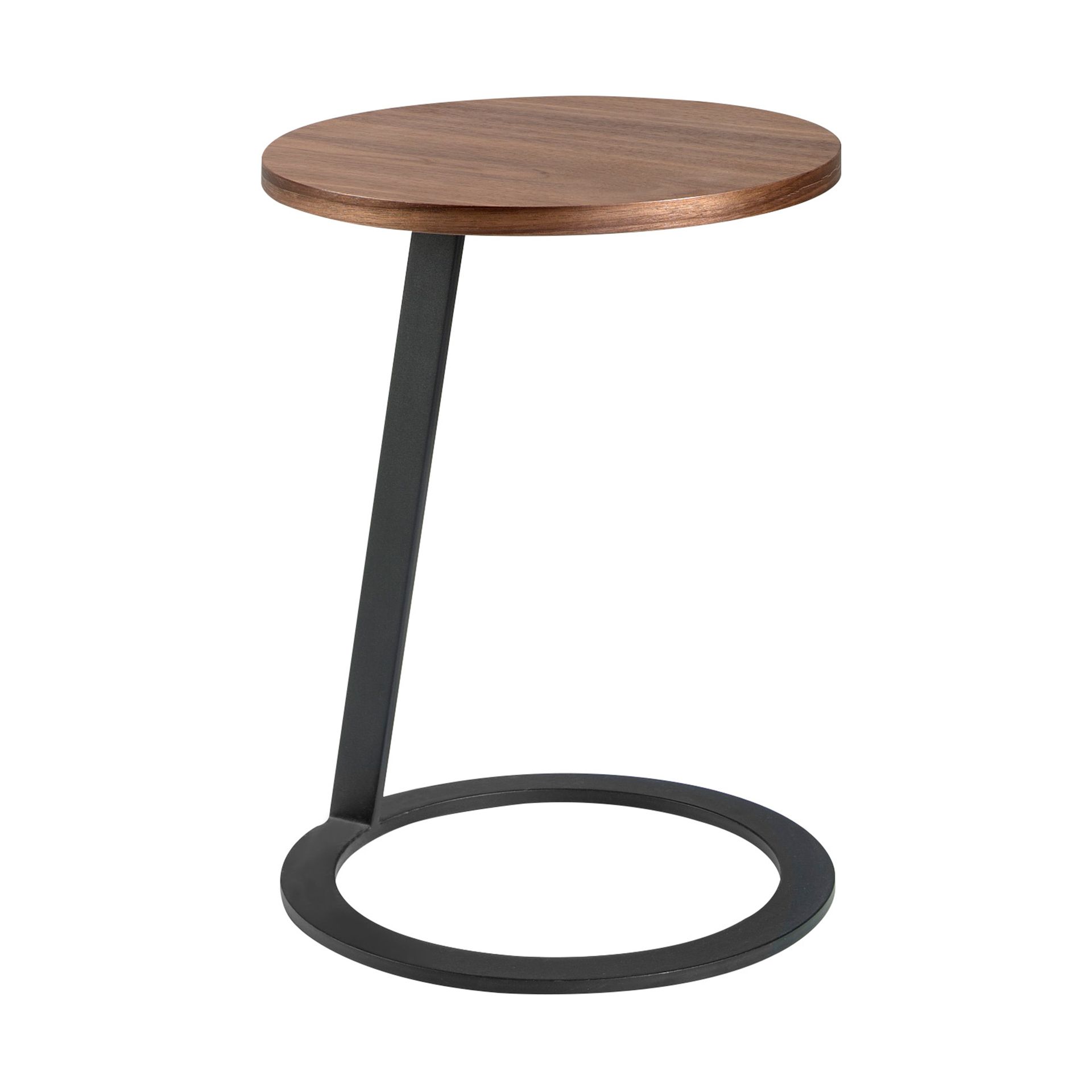 Round corner table walnut and black steel 2115