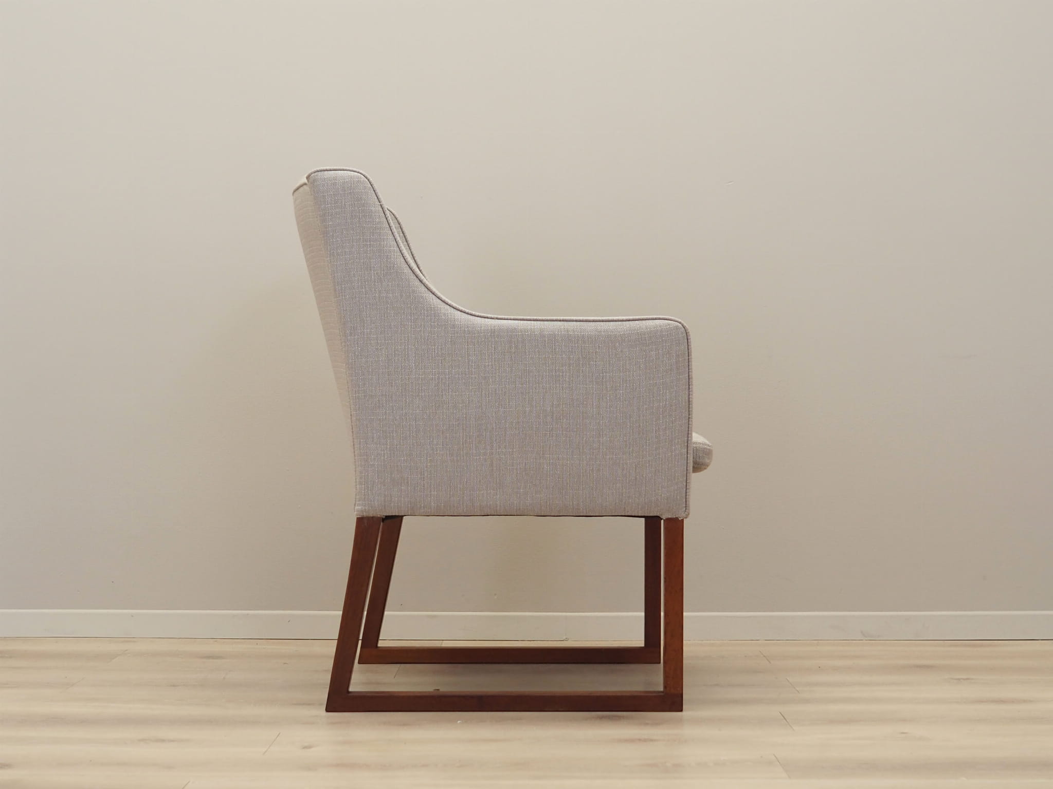 Vintage chair teak wood textile beige 1970s