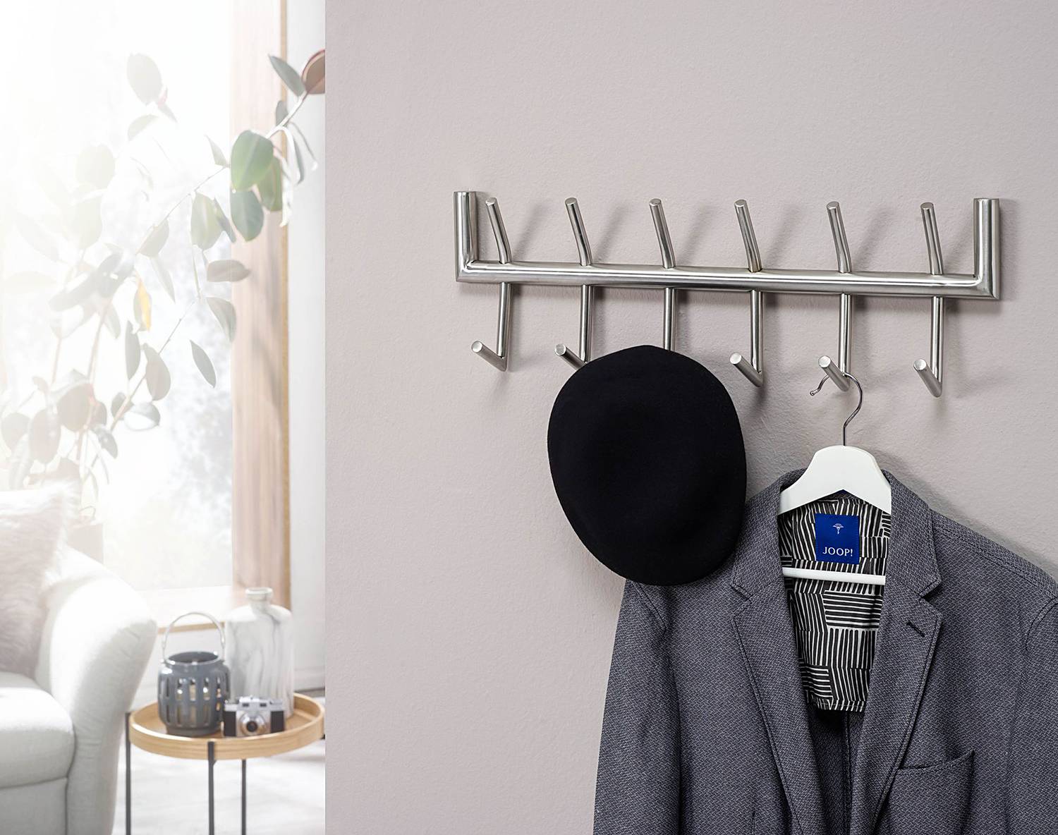 Wandgarderobe Starkow Stahl Silber