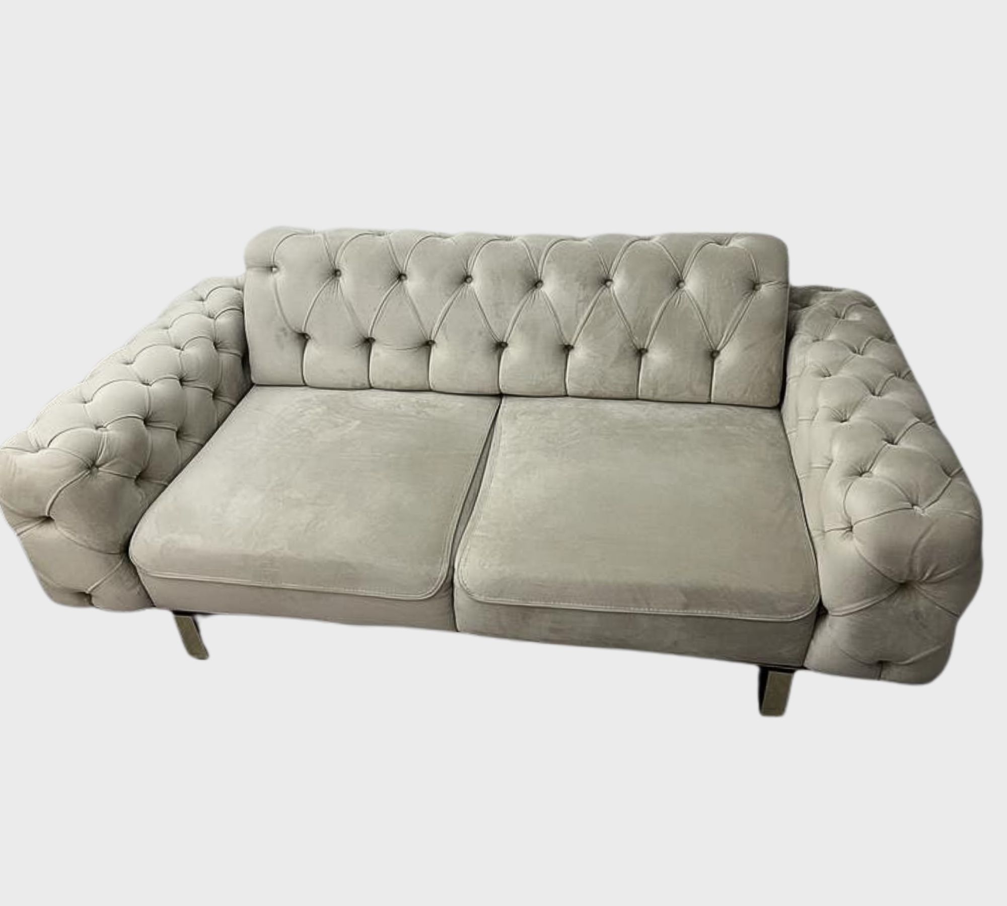 2x Sofa & Sessel Samt Beige