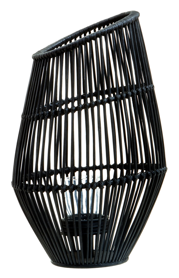 Mataram Große Schwarze Naturrattan Laterne