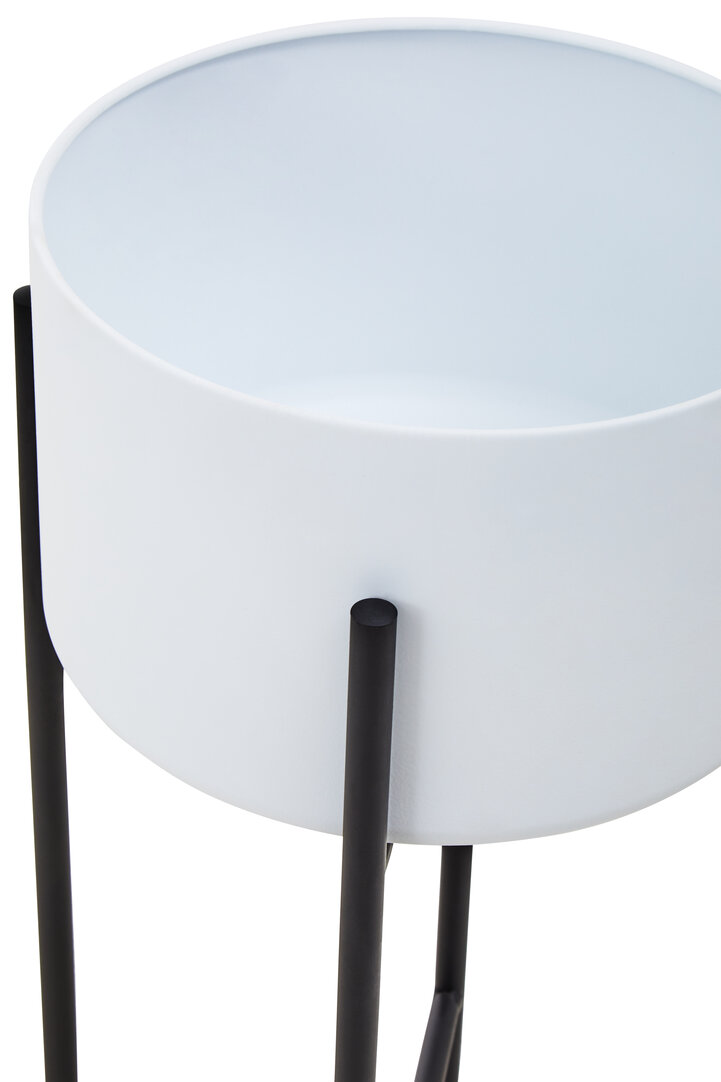 Large Freestanding Plant Pot White Black
