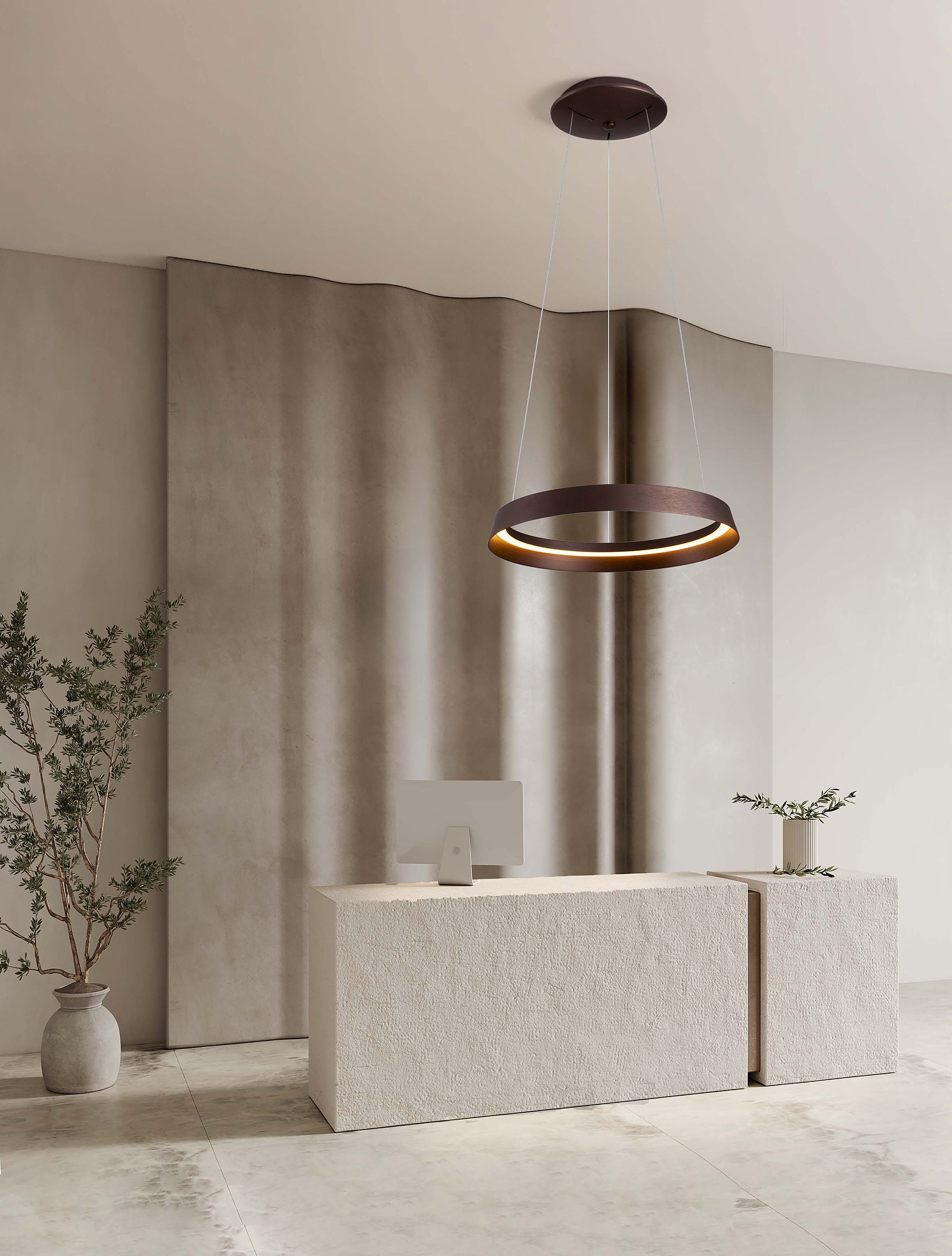 Ormi Pendelleuchte Aluminium Braun