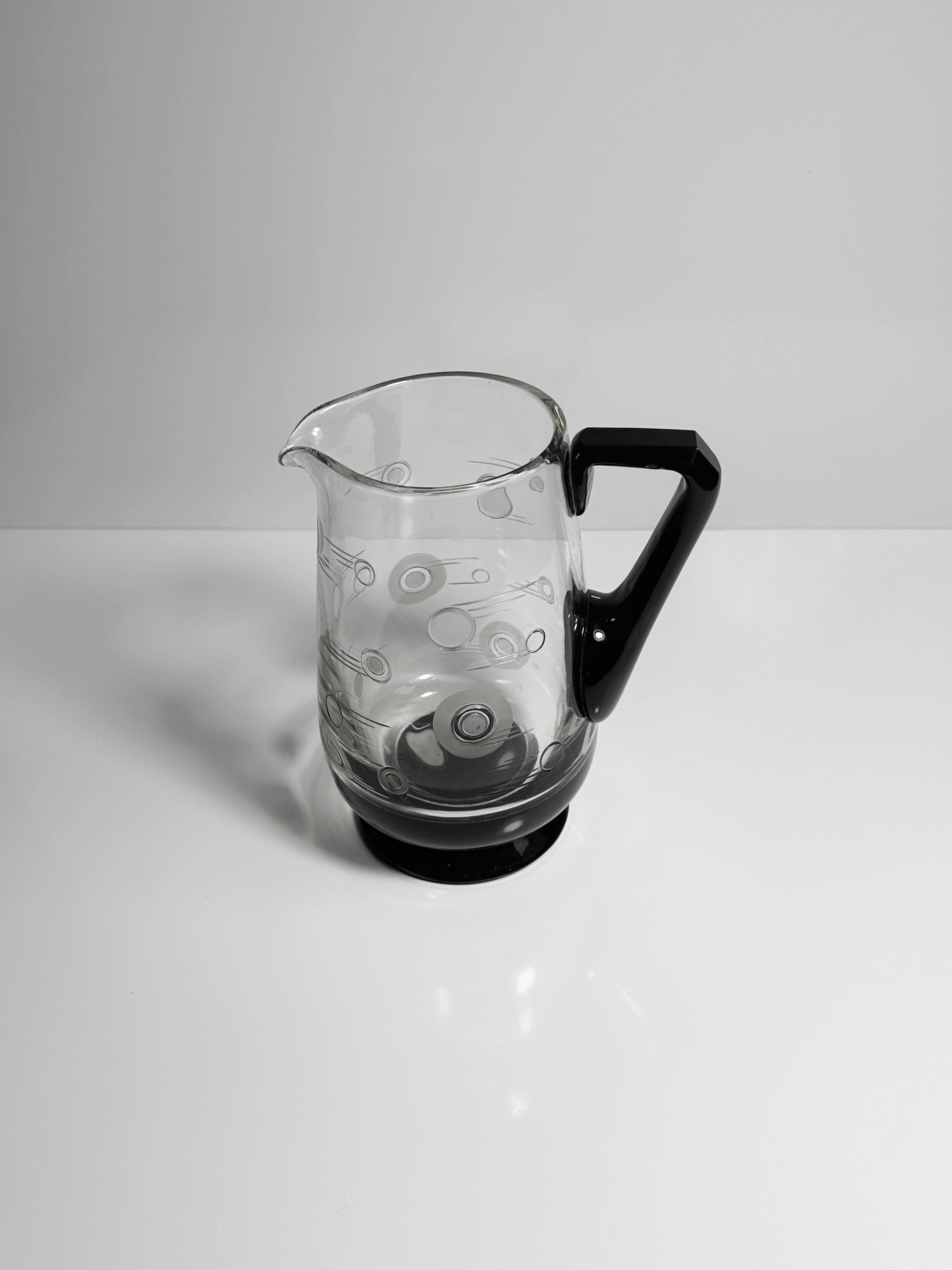 Art Deco Carafe France 1930s Black Glass