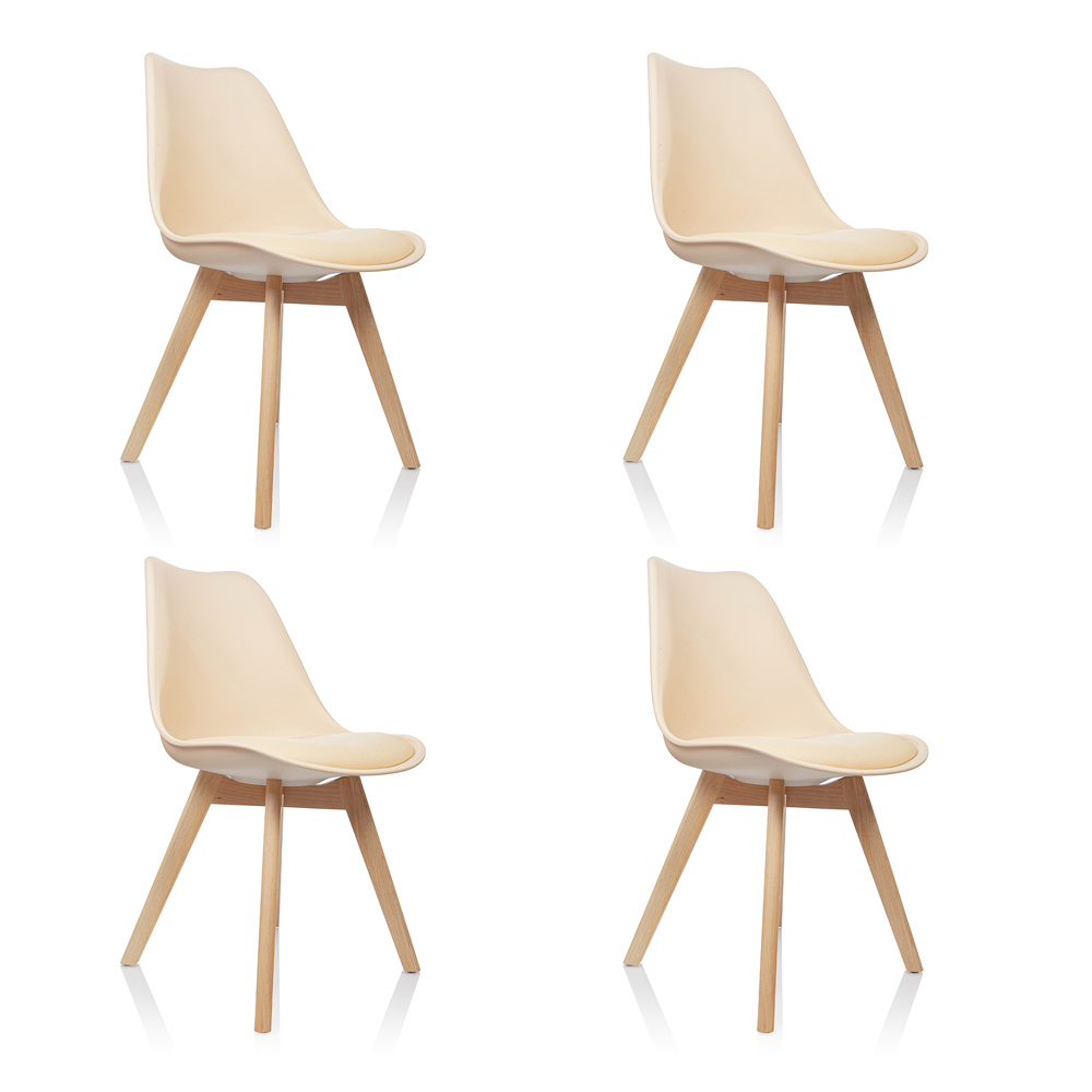 SCANDI 4er Set Esszimmerstühle Kunststoff Beige