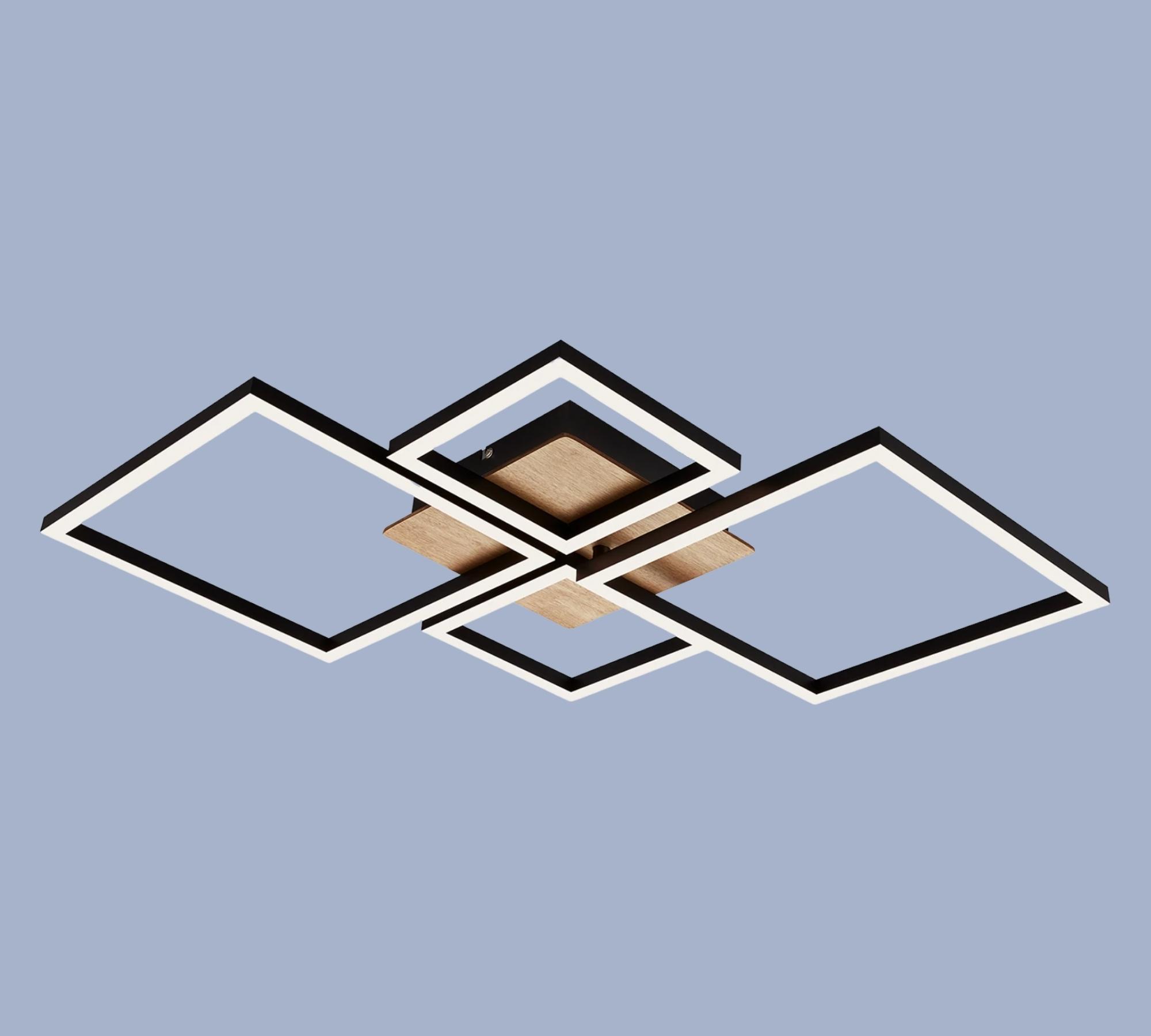 LED ceiling light in frame shape wood look II