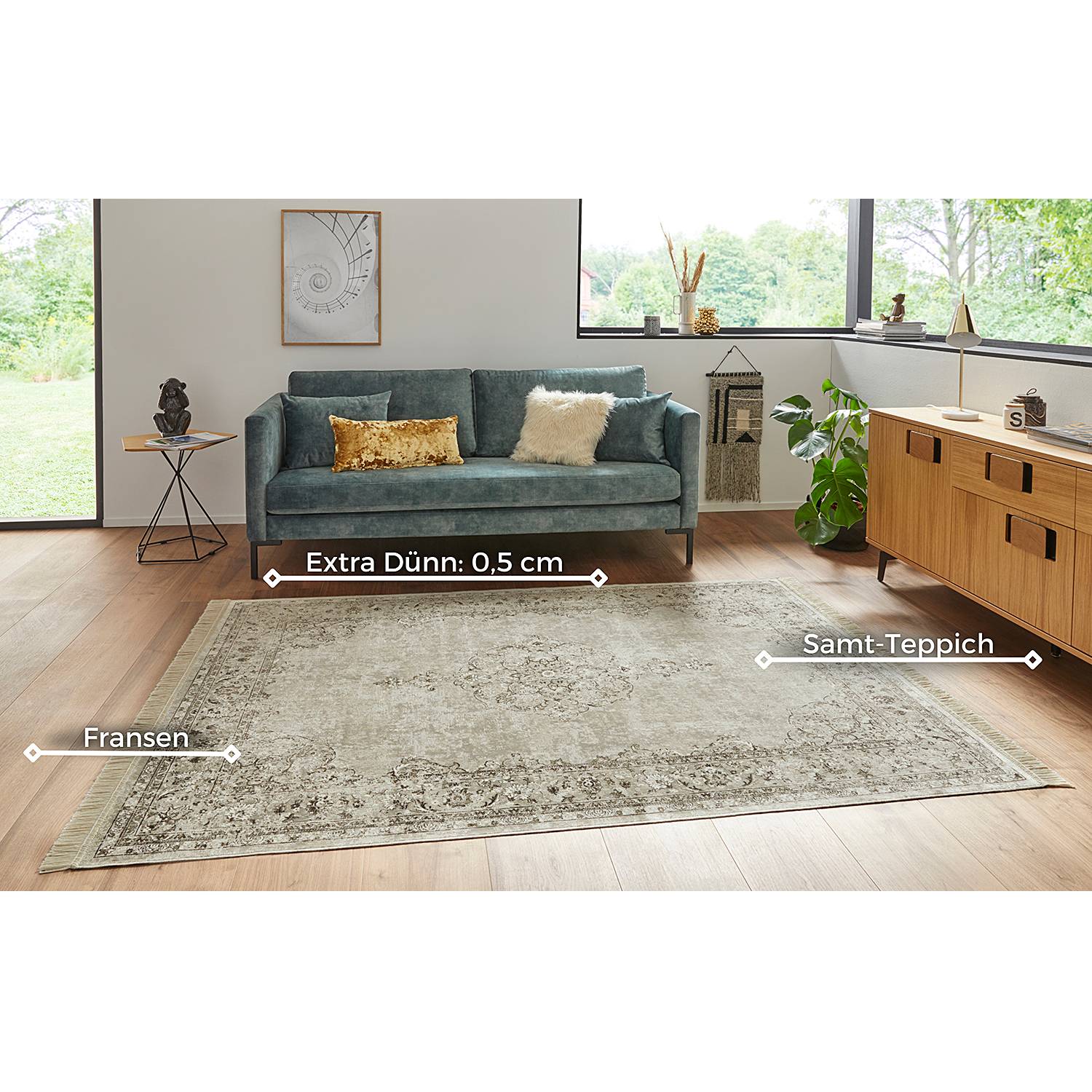 Oriental Teppich Baumwolle Creme 95 x 140 cm