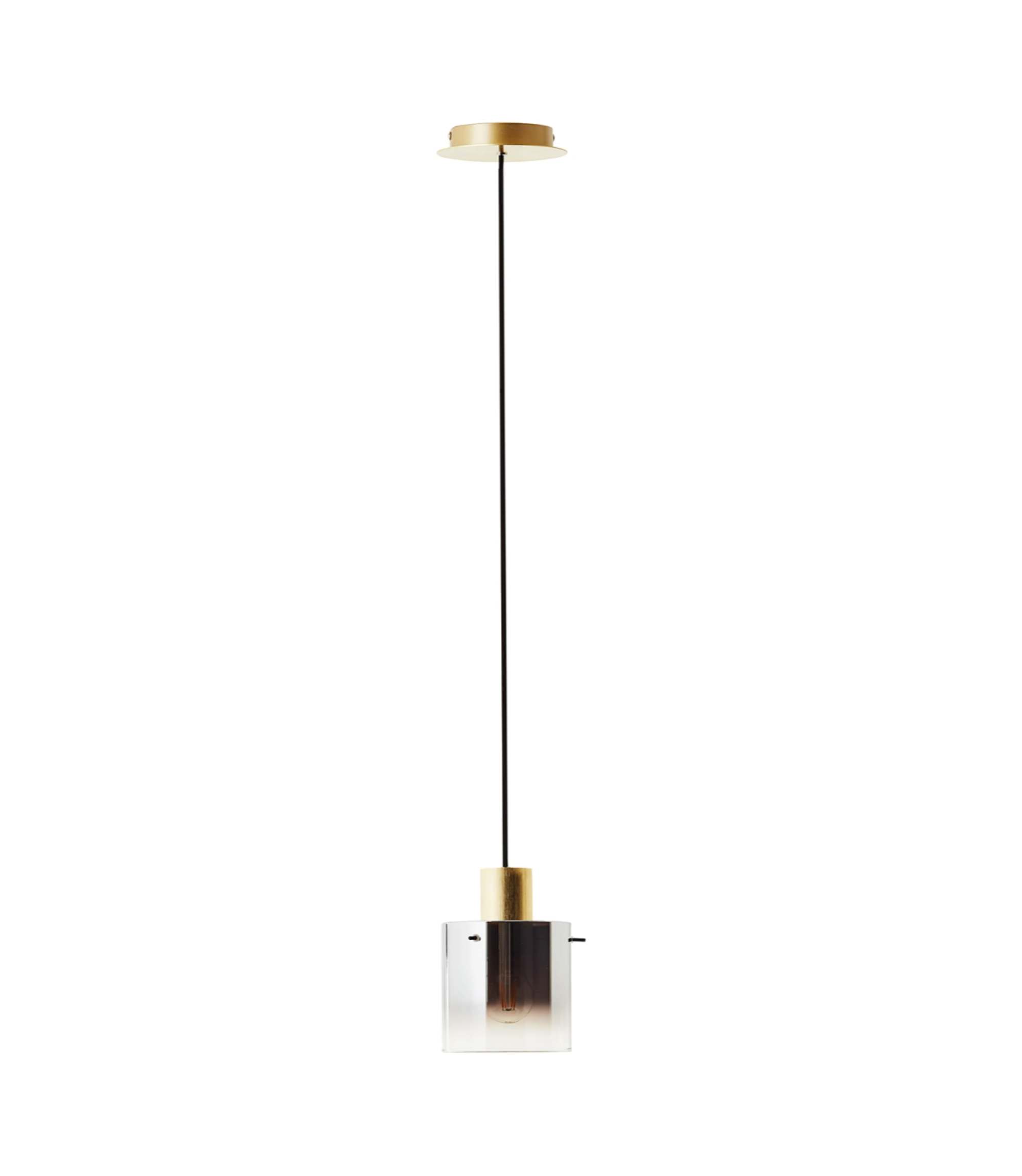 Pendant lamp 1-light smoked glass aluminum