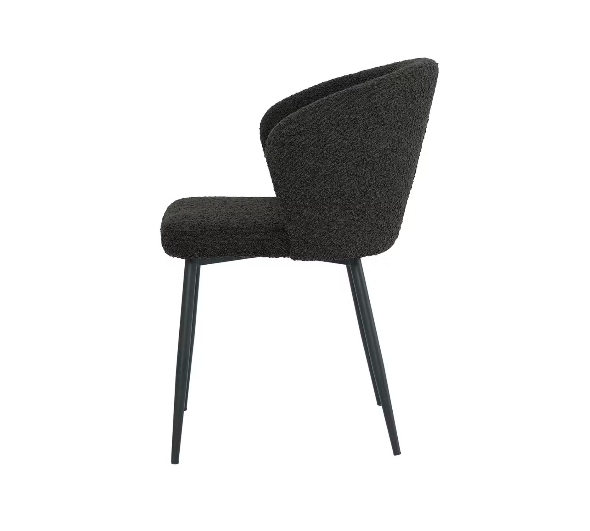 2x Mareth Polsterstuhl Mareth Metall Bouclé Schwarz