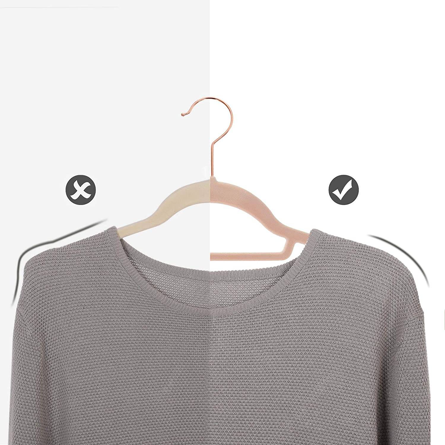 Ashbury Clothes Hangers Set of 50 ABS Plastic Pink Gold