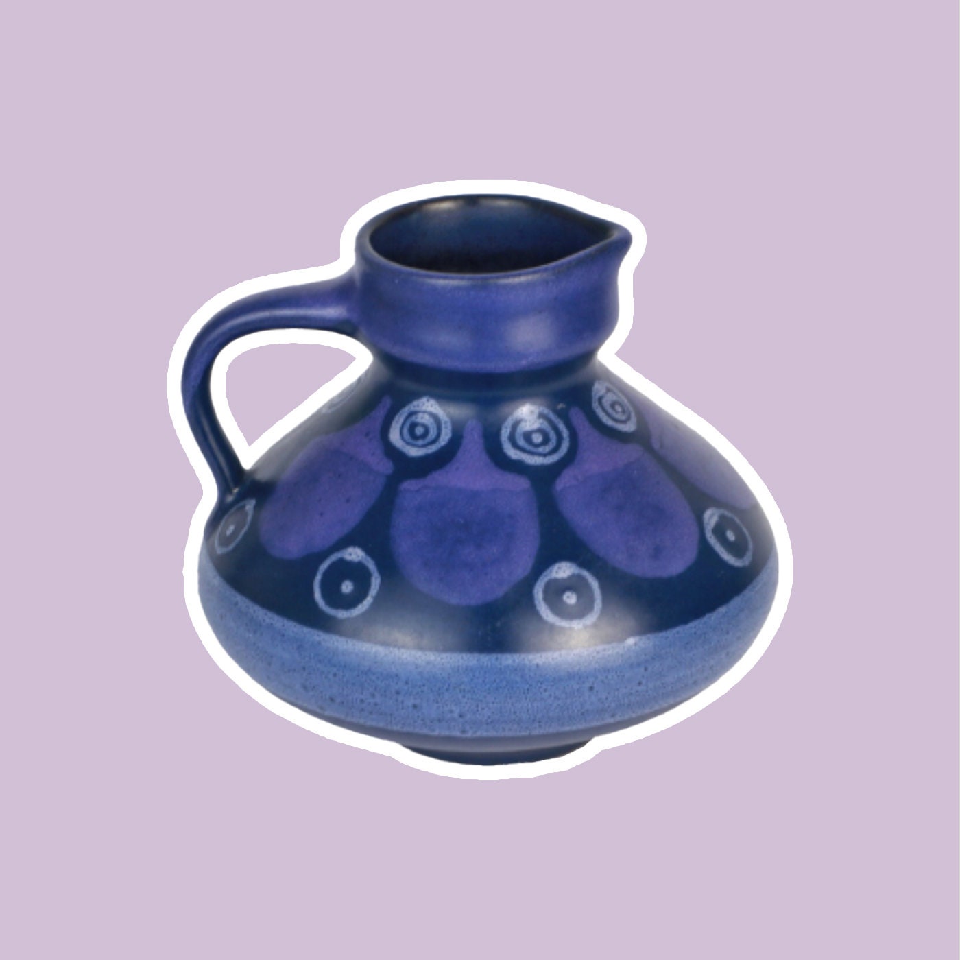 Vintage Blumenvase Porzellan Blau 1970er Jahre