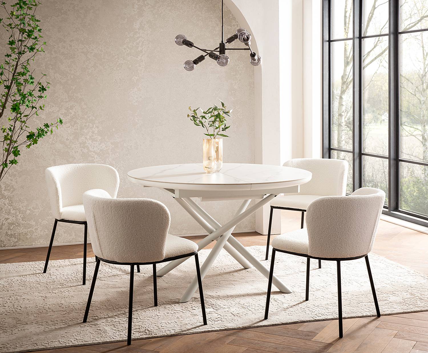 Chair Grotai Bouclé Set of 2 White Black