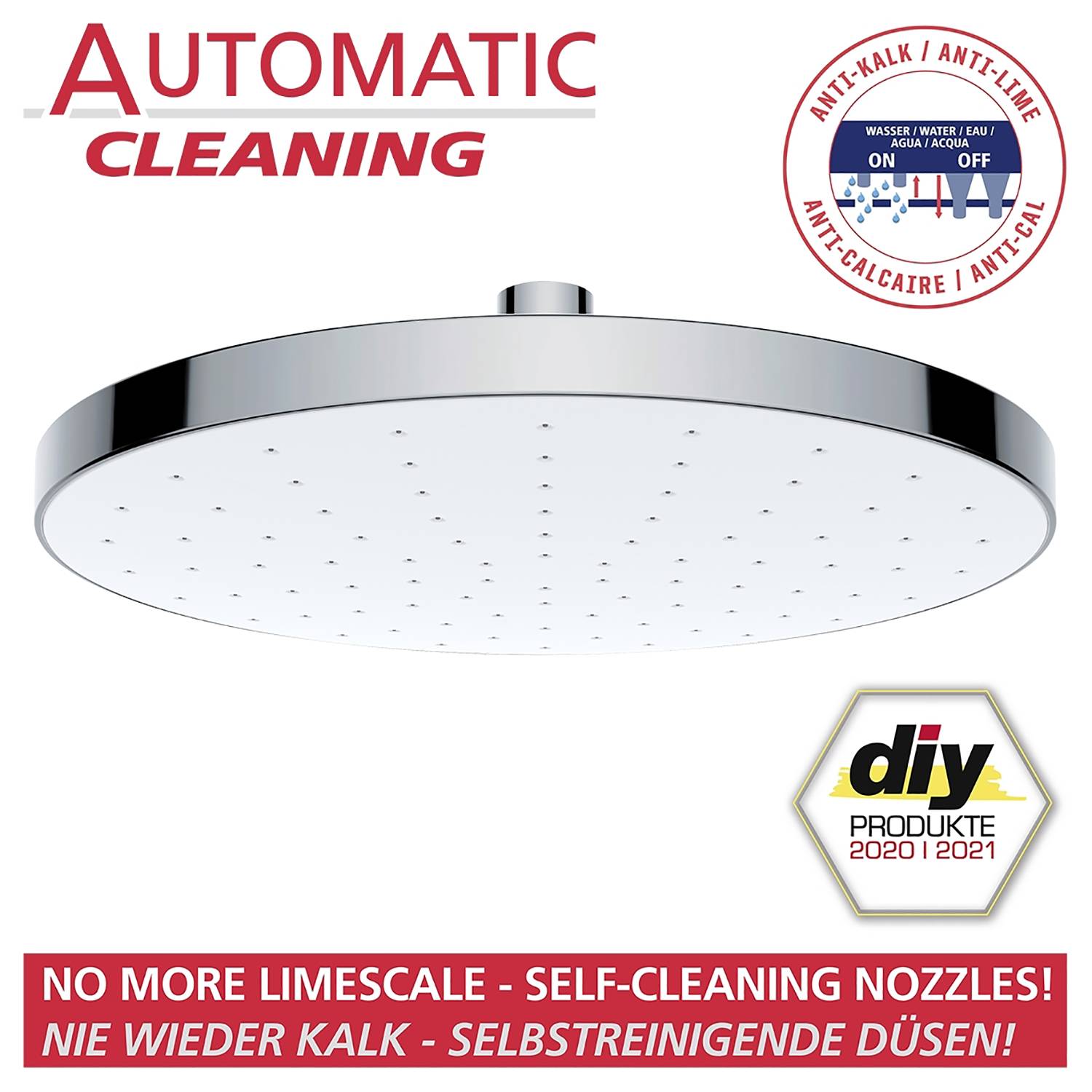 Rain shower head Cleaning I Plastic Chrome Silver