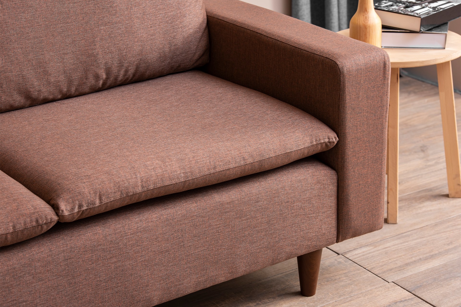 Long corner sofa, light brown