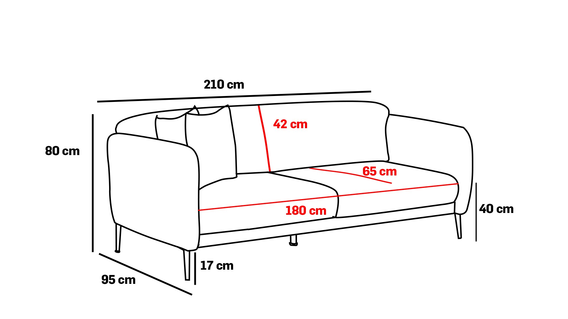 Venedik Sofa 3-Sitzer Anthrazit