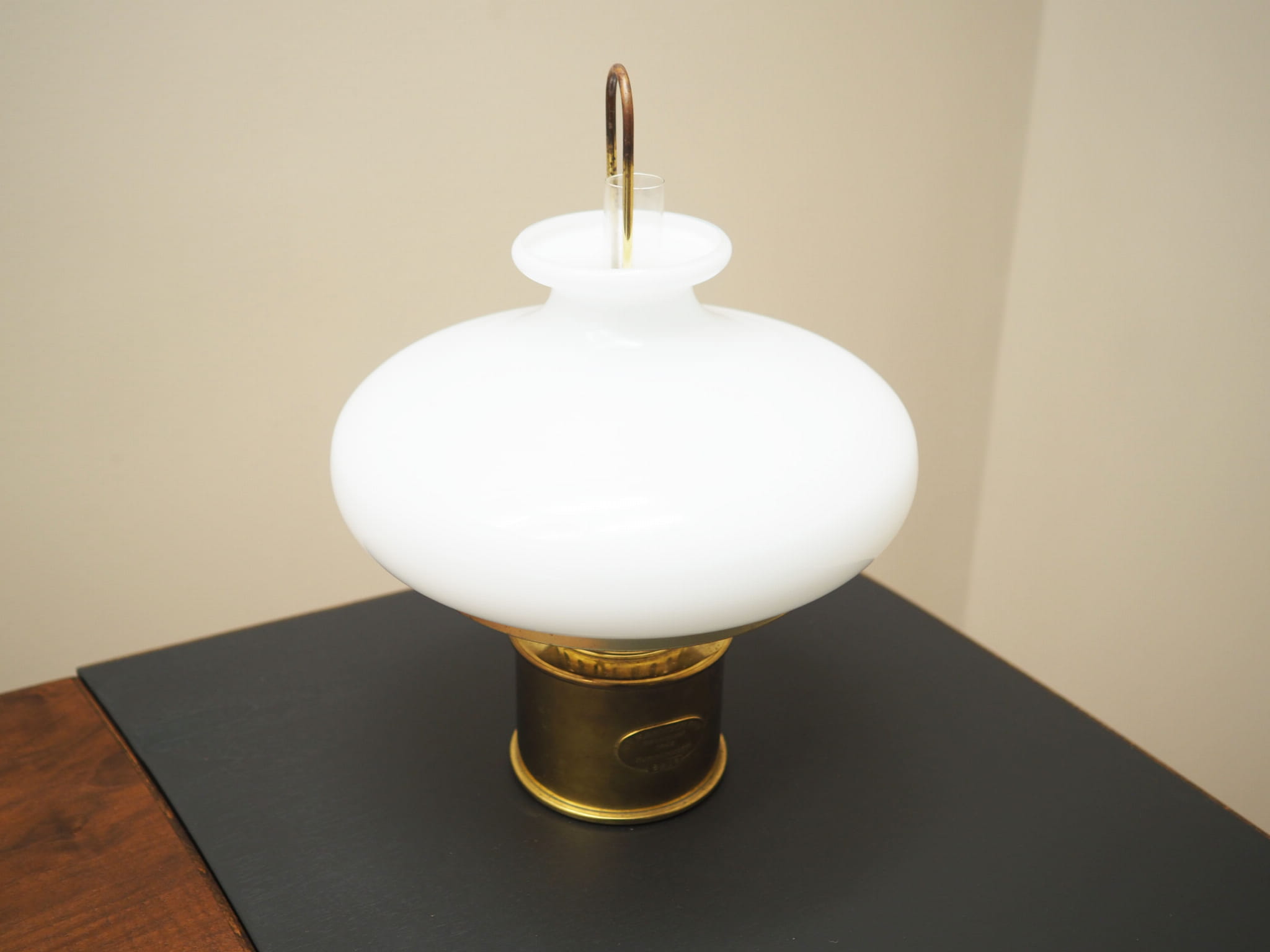 Oil table lamp metal glass 1950s
