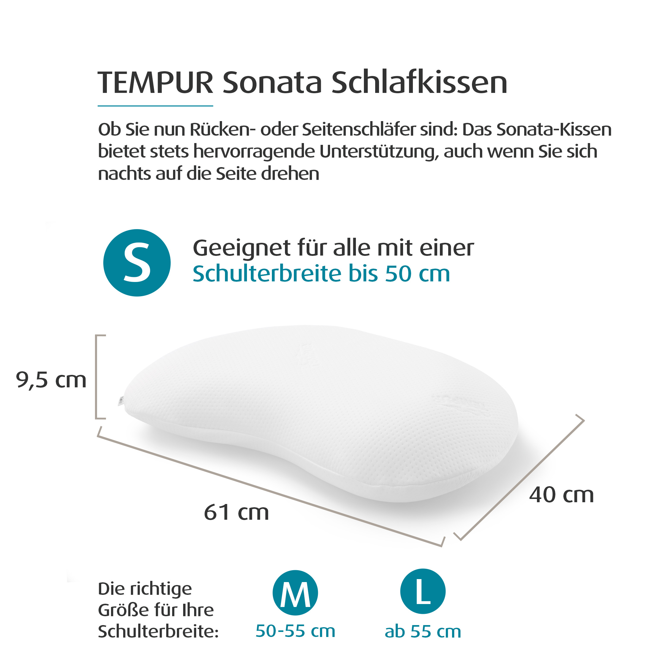 TEMPUR® Sonata ergonomisches Nackenstützkissen in S