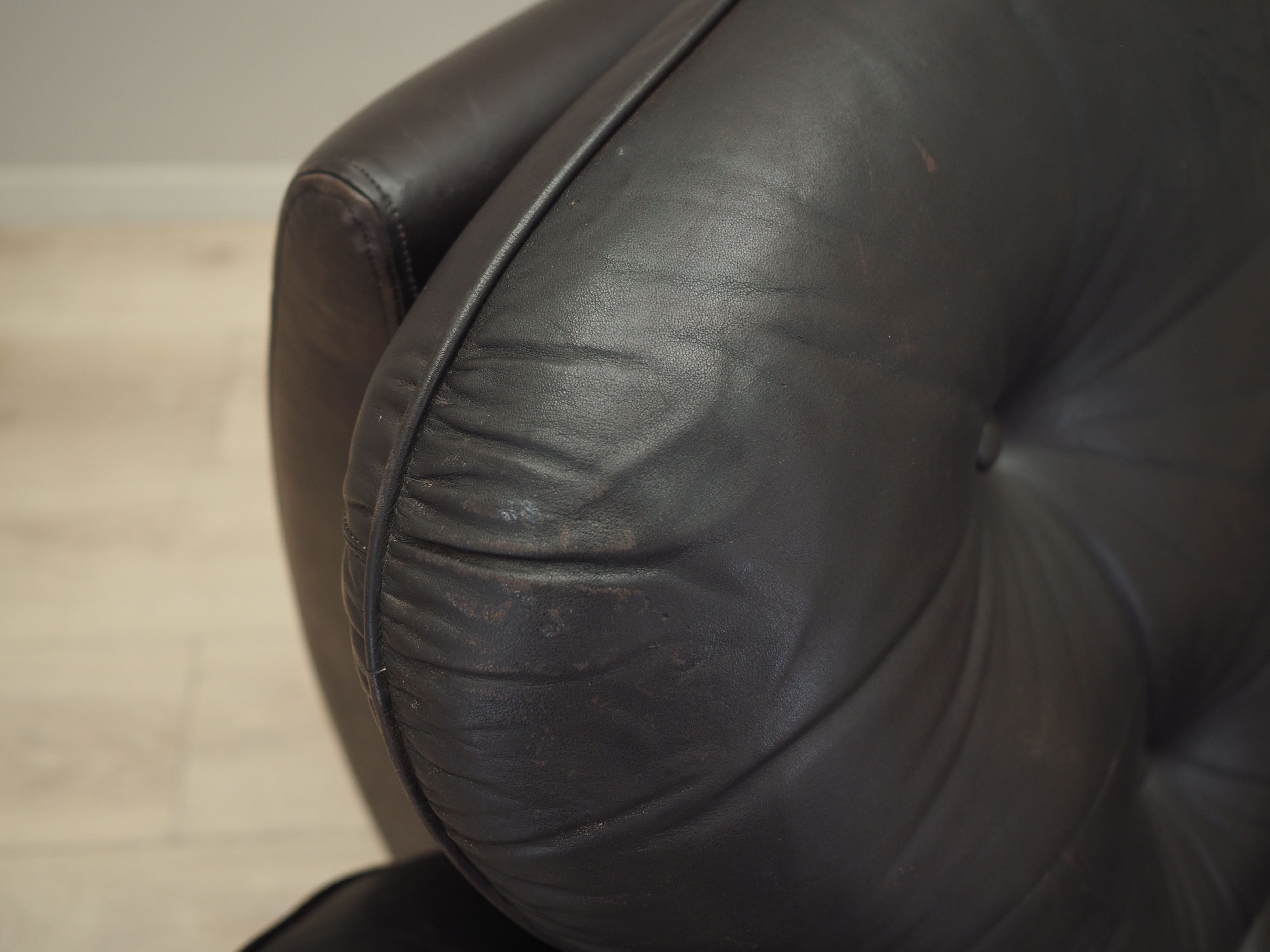 Armchair with casters, leather, brown, 1970s