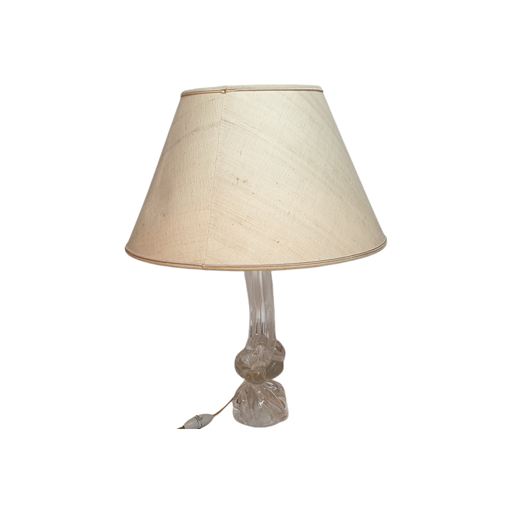 Vintage Table Lamp Glass Beige 1950s