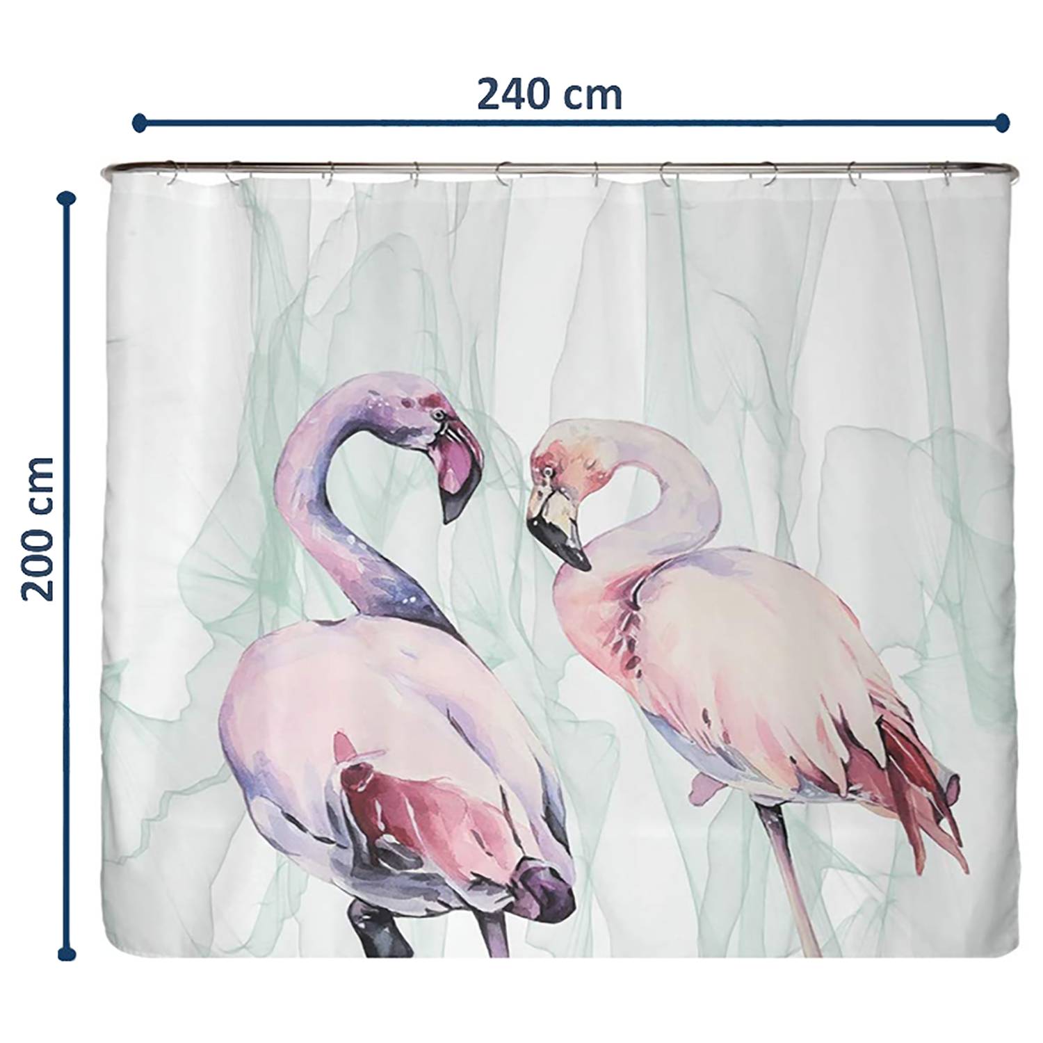 Recycling-Duschvorhang Loving Flamingos Polyester Mehrfarbig
