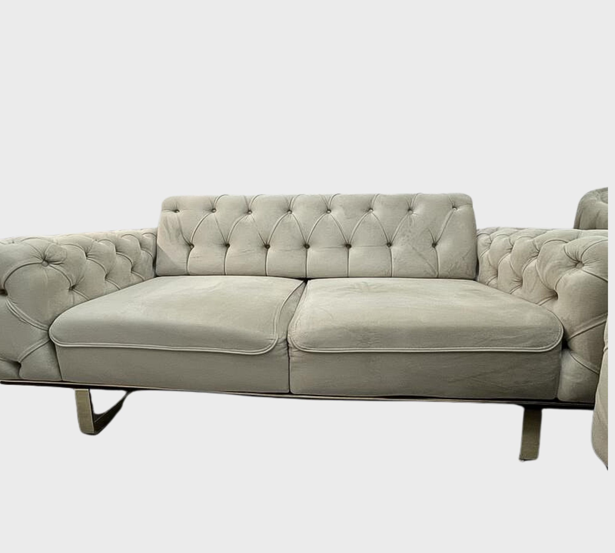 2x Sofa & Sessel Samt Beige
