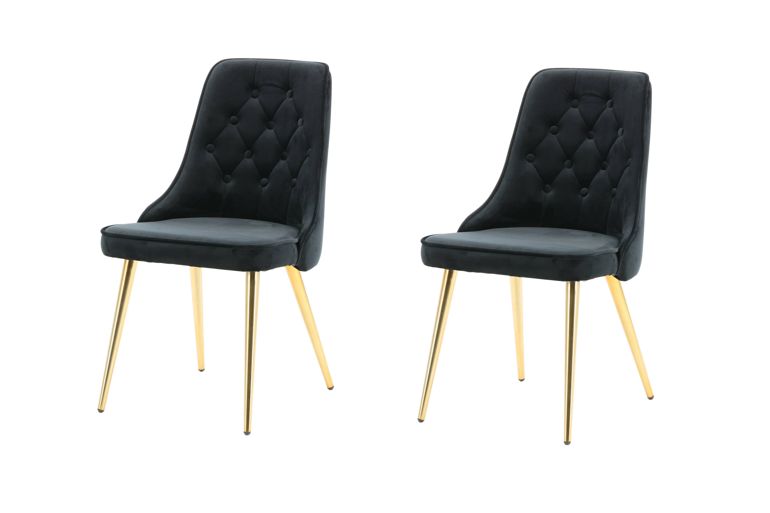 2x Velvet Lyx Esszimmerstuhl-Set Samt Schwarz