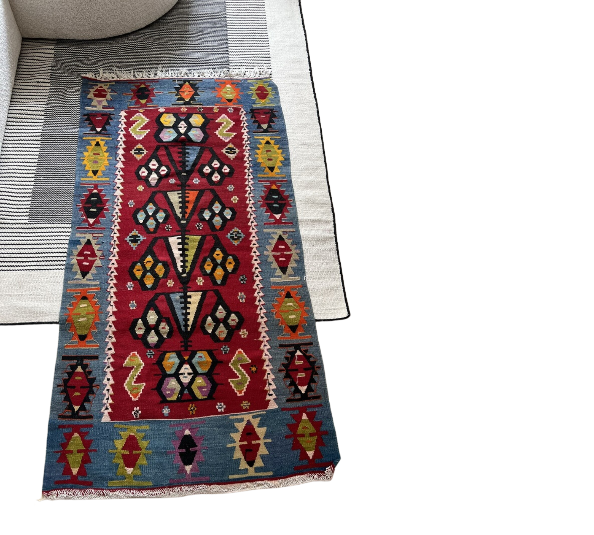 Vintage Kilim Wolle Mehrfarbig