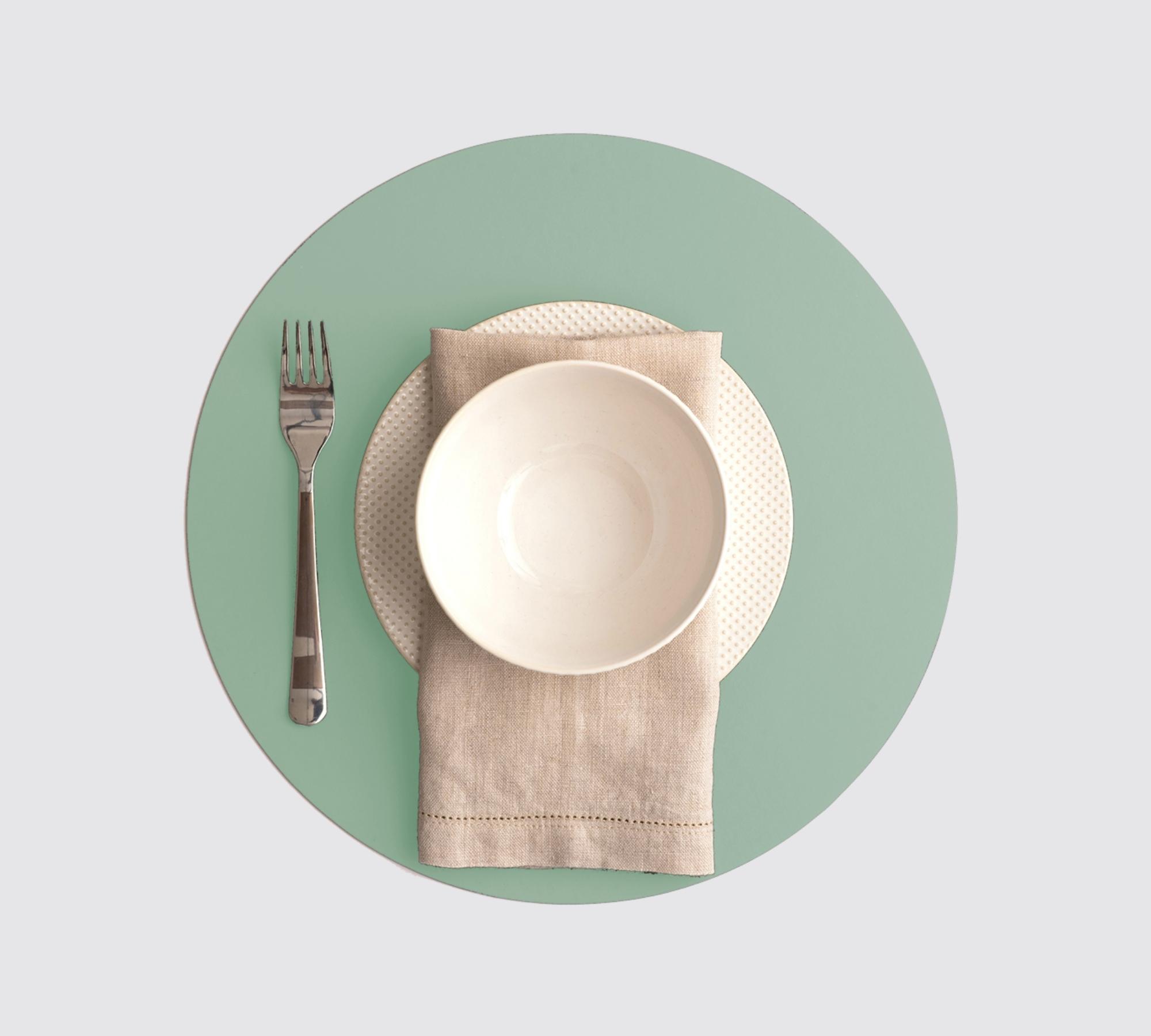 2x Rundes Tischset Ruca 100% Recyceltes Leder Minze