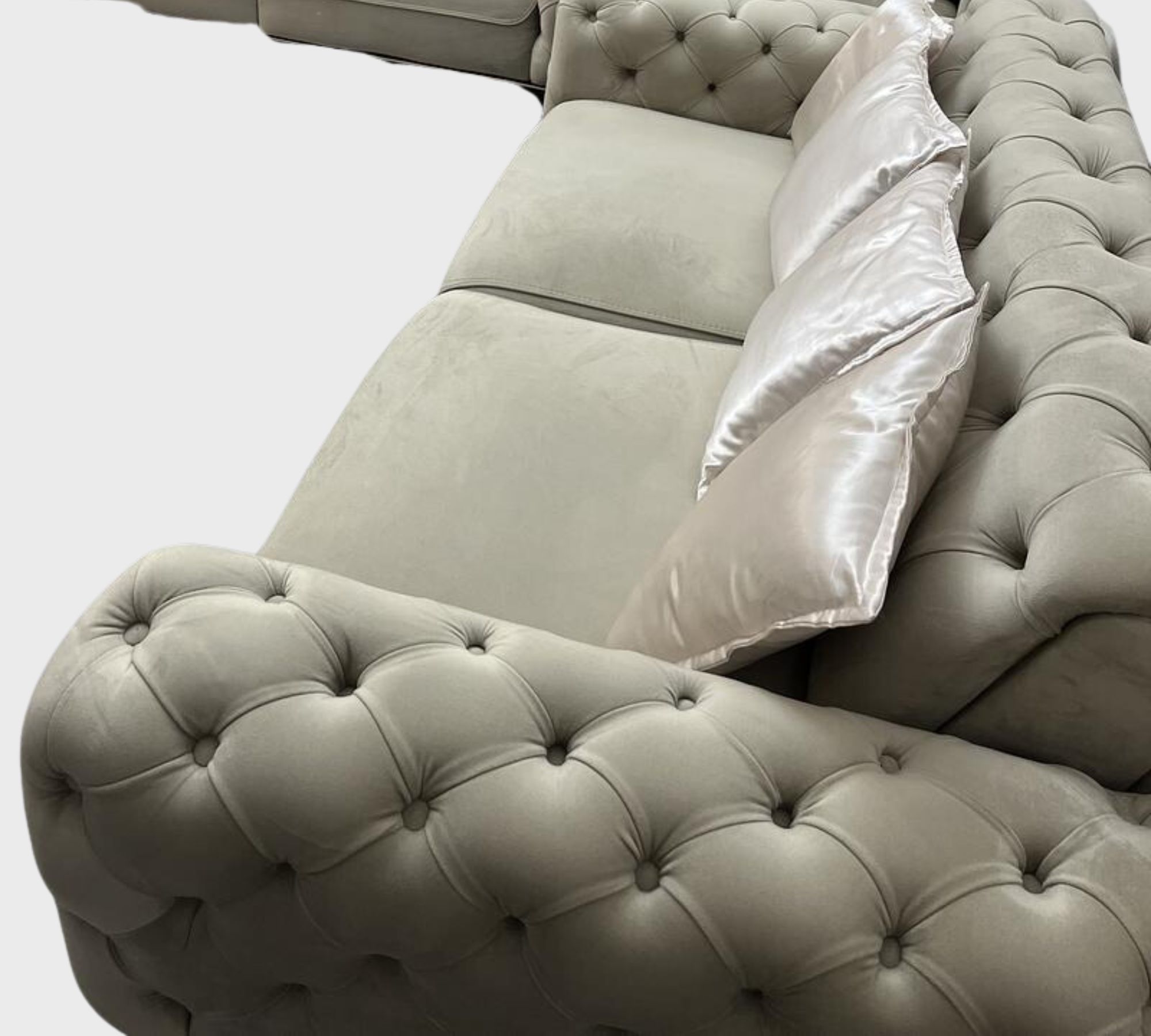 2x Sofa & Sessel Samt Beige