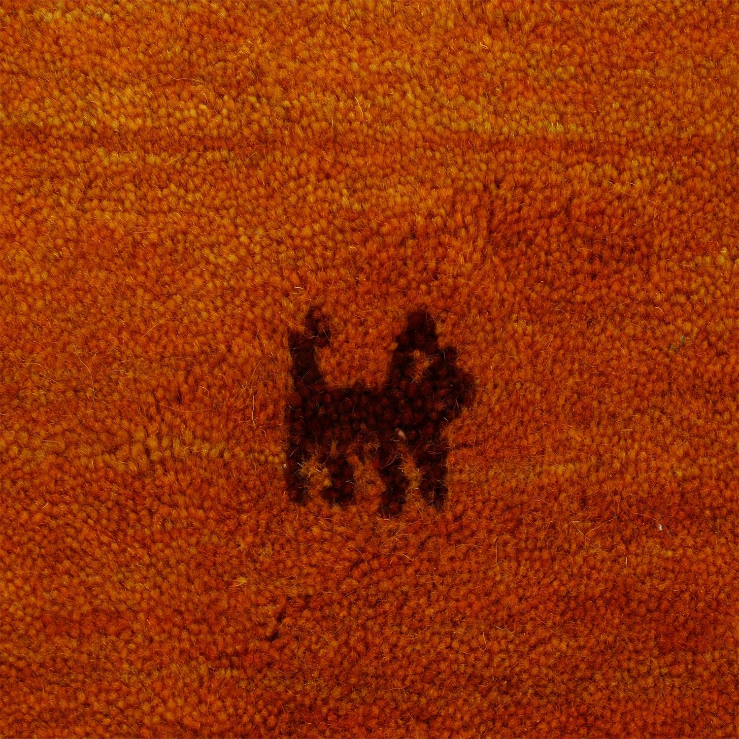 Wollteppich Gabbeh Uni Rund Wolle Orange 150 x 150 cm