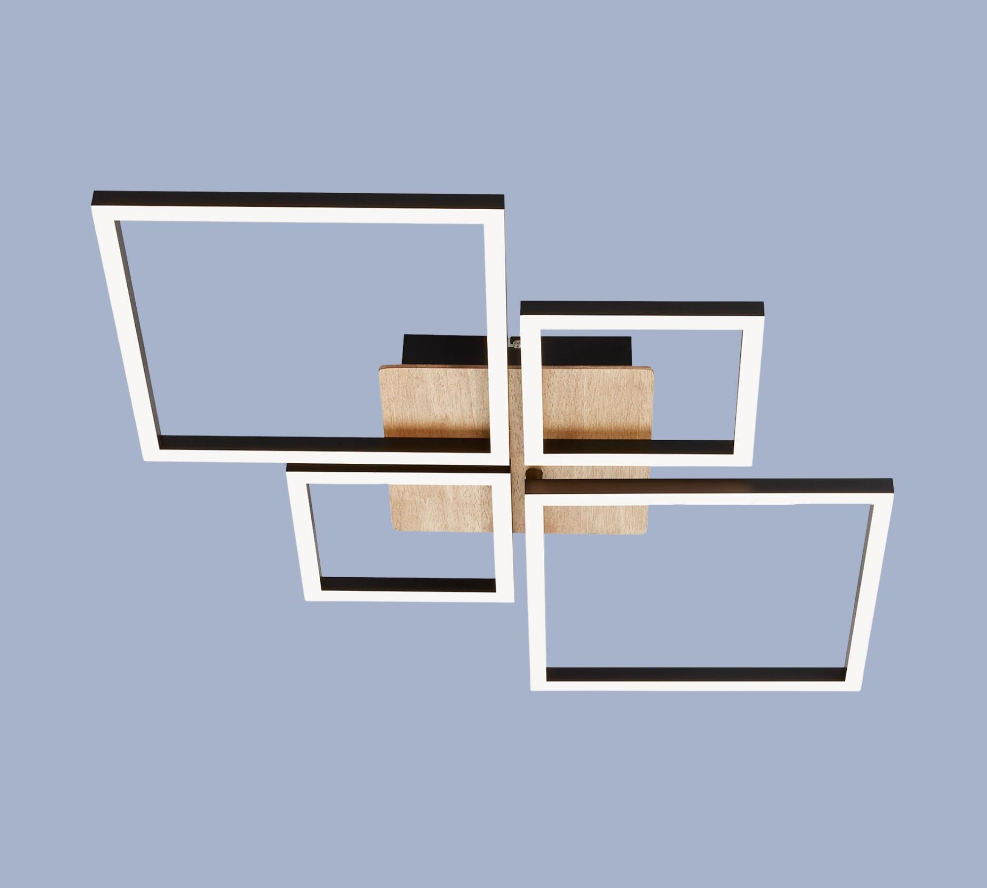LED ceiling light in frame shape wood look II