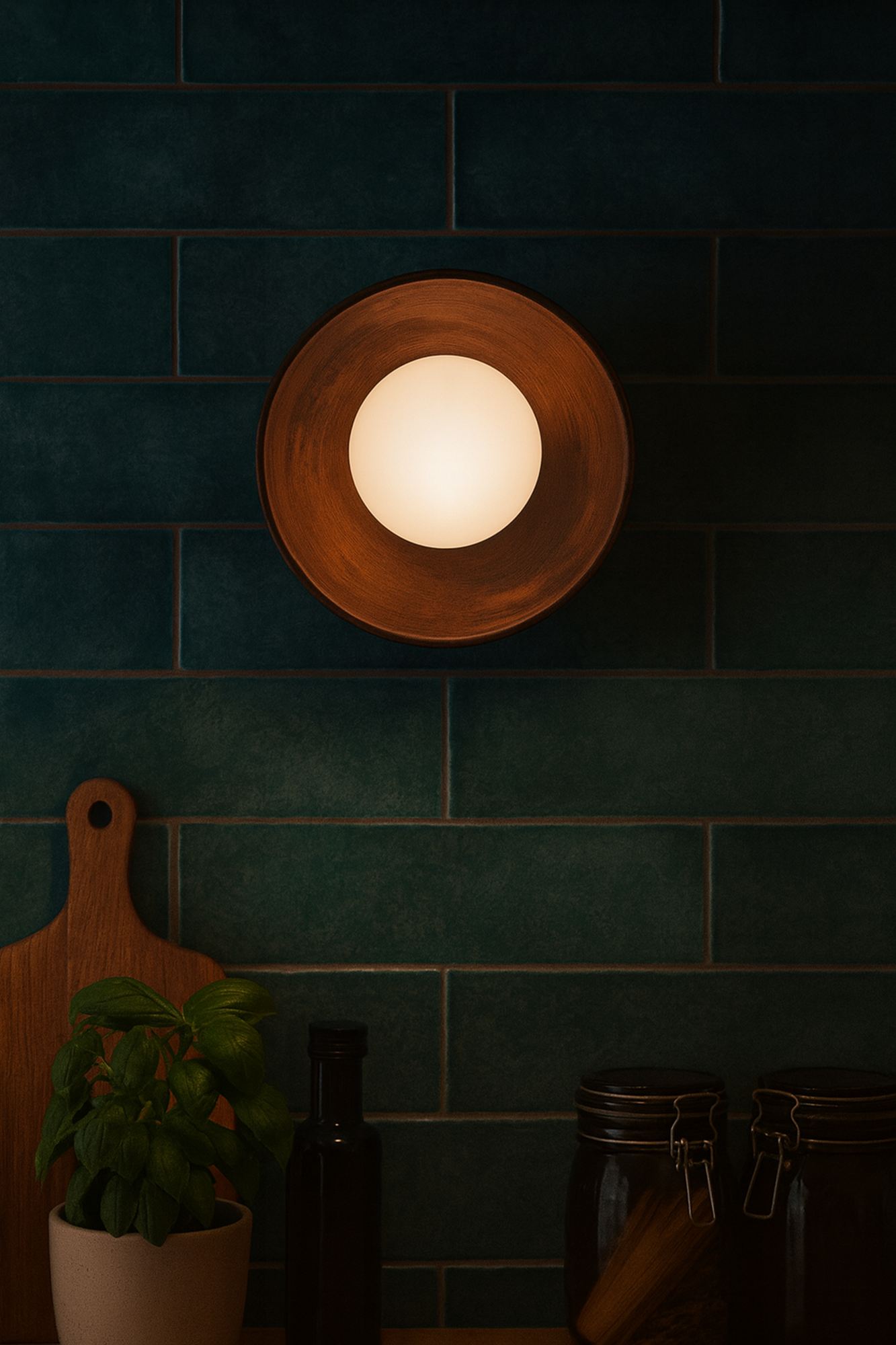 Hand Wall Lamp S Walnut Wood Brown