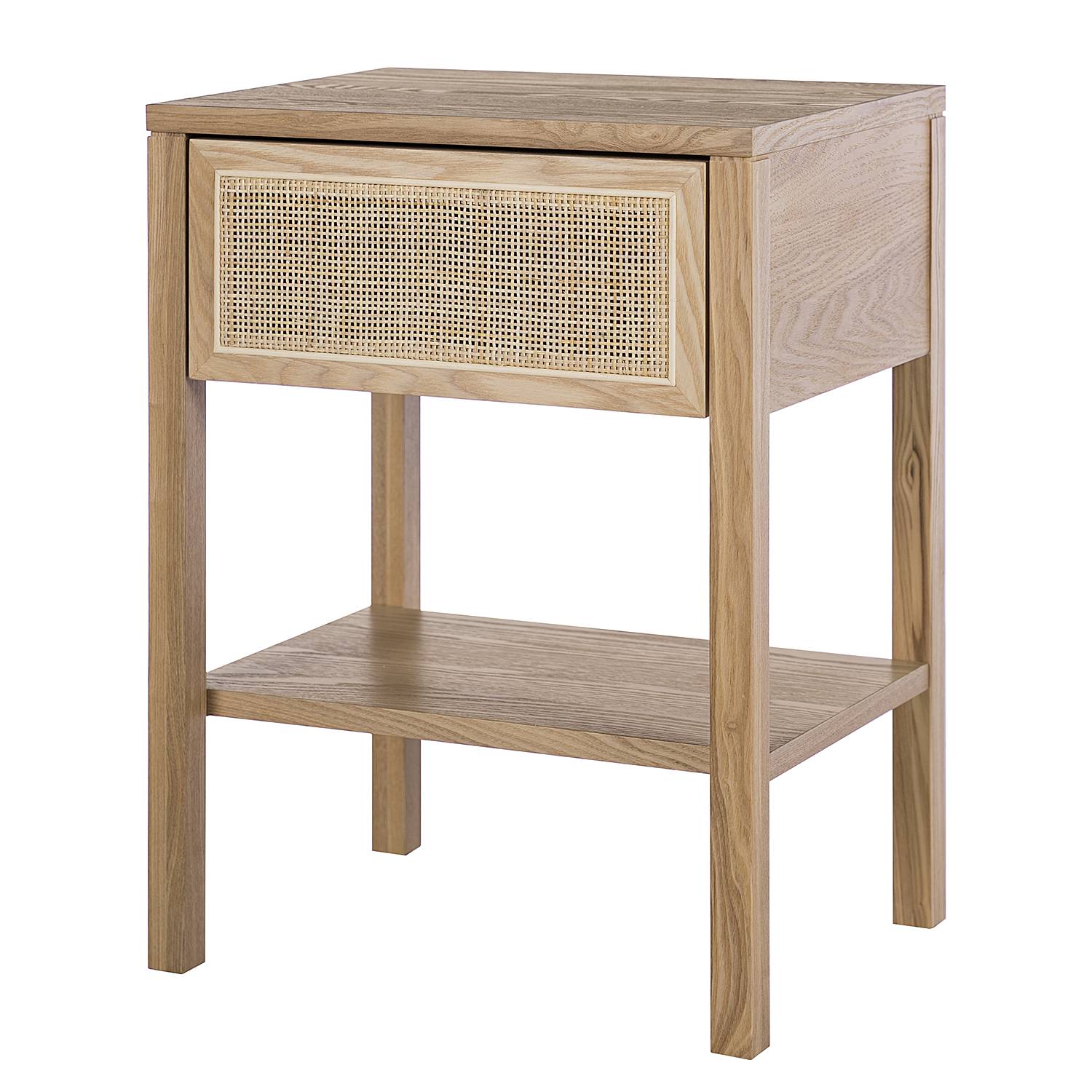 Nachttisch TAYLOR Rattan Eiche Teilmassiv Beige