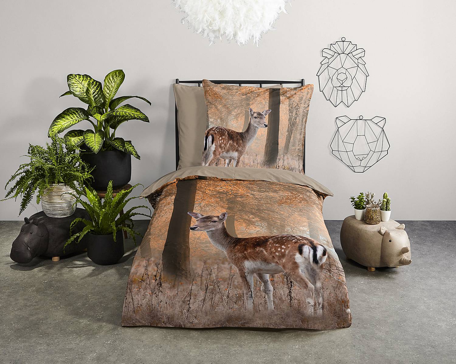 Gavin Bettwäsche Baumwolle Braun 135x200 cm Kissen 80x80cm