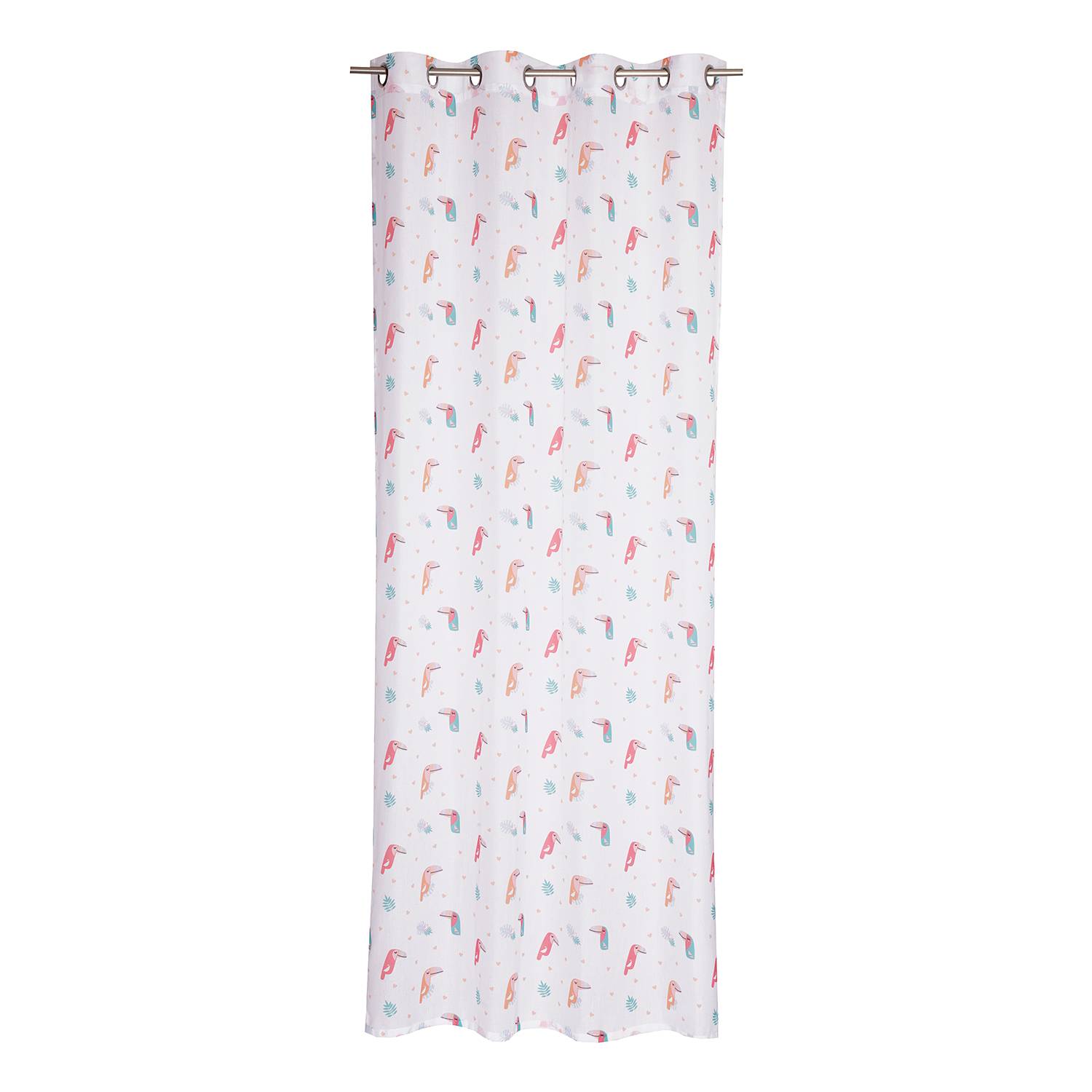 Ösenvorhang Toucan Kunstfaser Weiß / Mehrfarbig